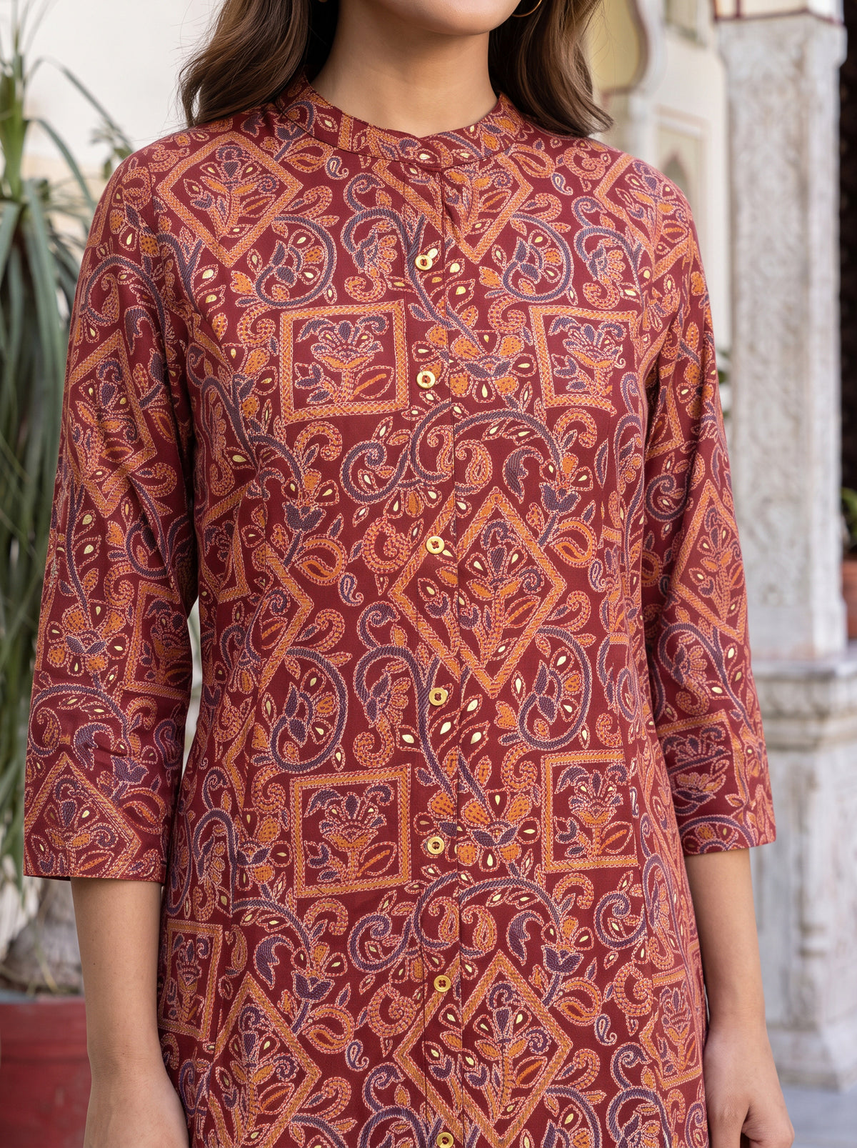Viscose Printed A-Line Calf Length Kurta With Pant