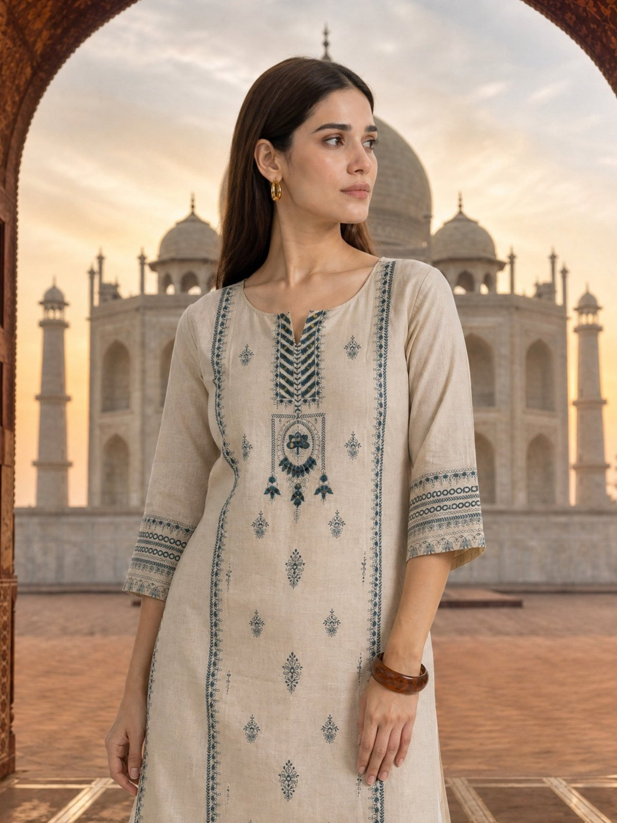 Rayon Embroidered Straight Calf Length Kurta