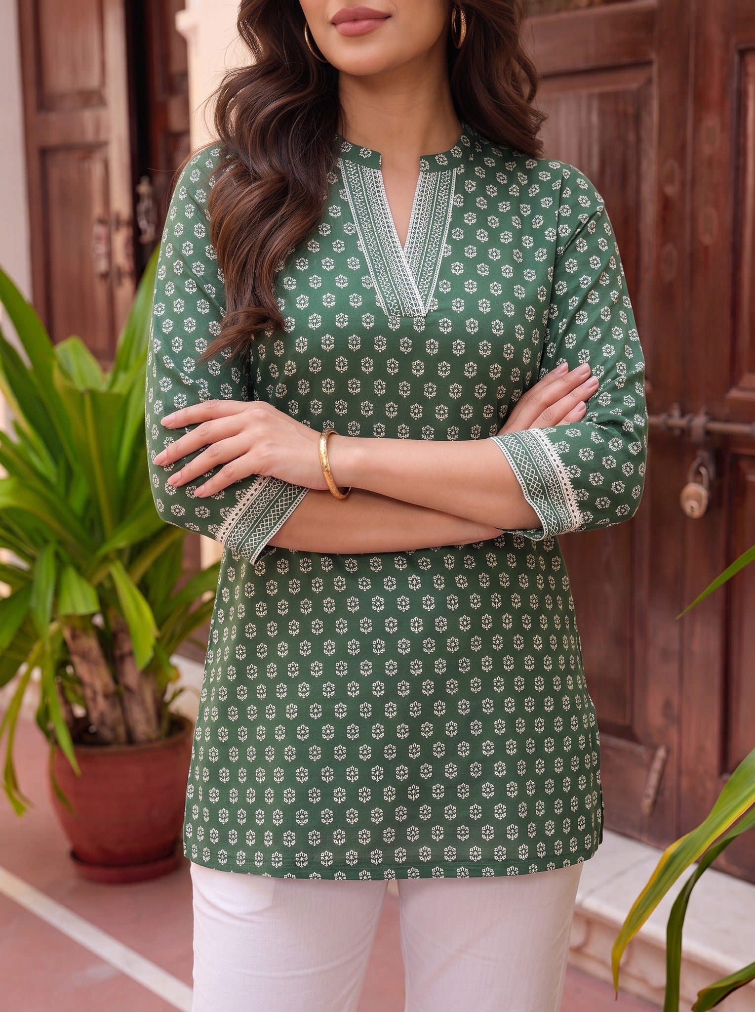Rayon Printed Straight Short Length Short Kurta