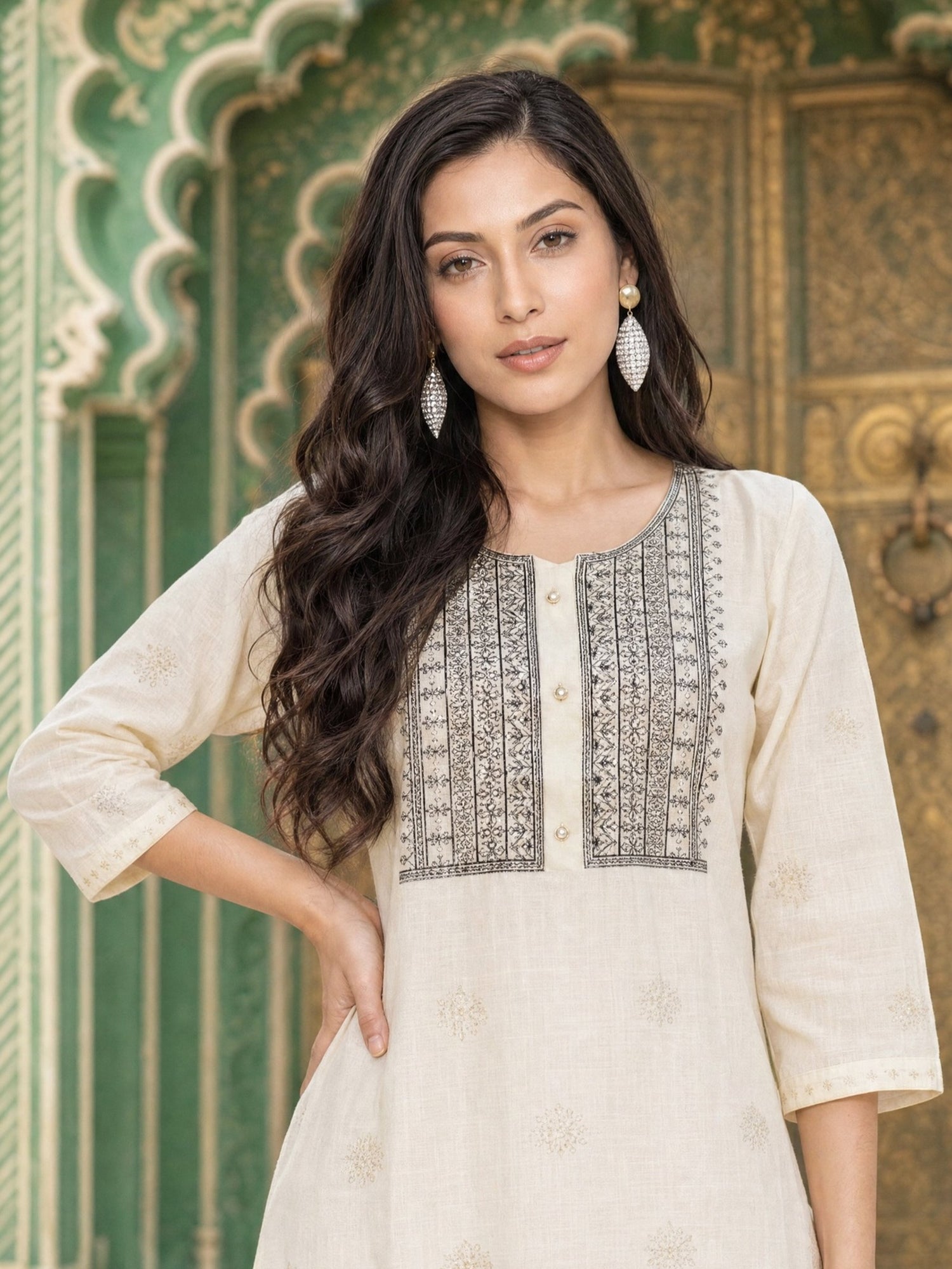 Rayon Embroidered Straight Calf Length Kurta
