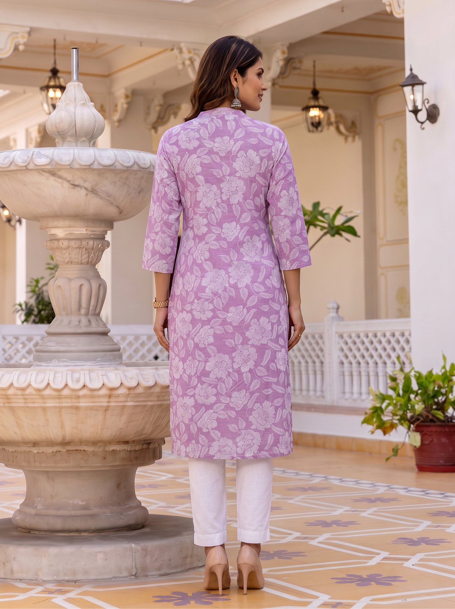 Cotton Printed Straight Knee Length Kurta