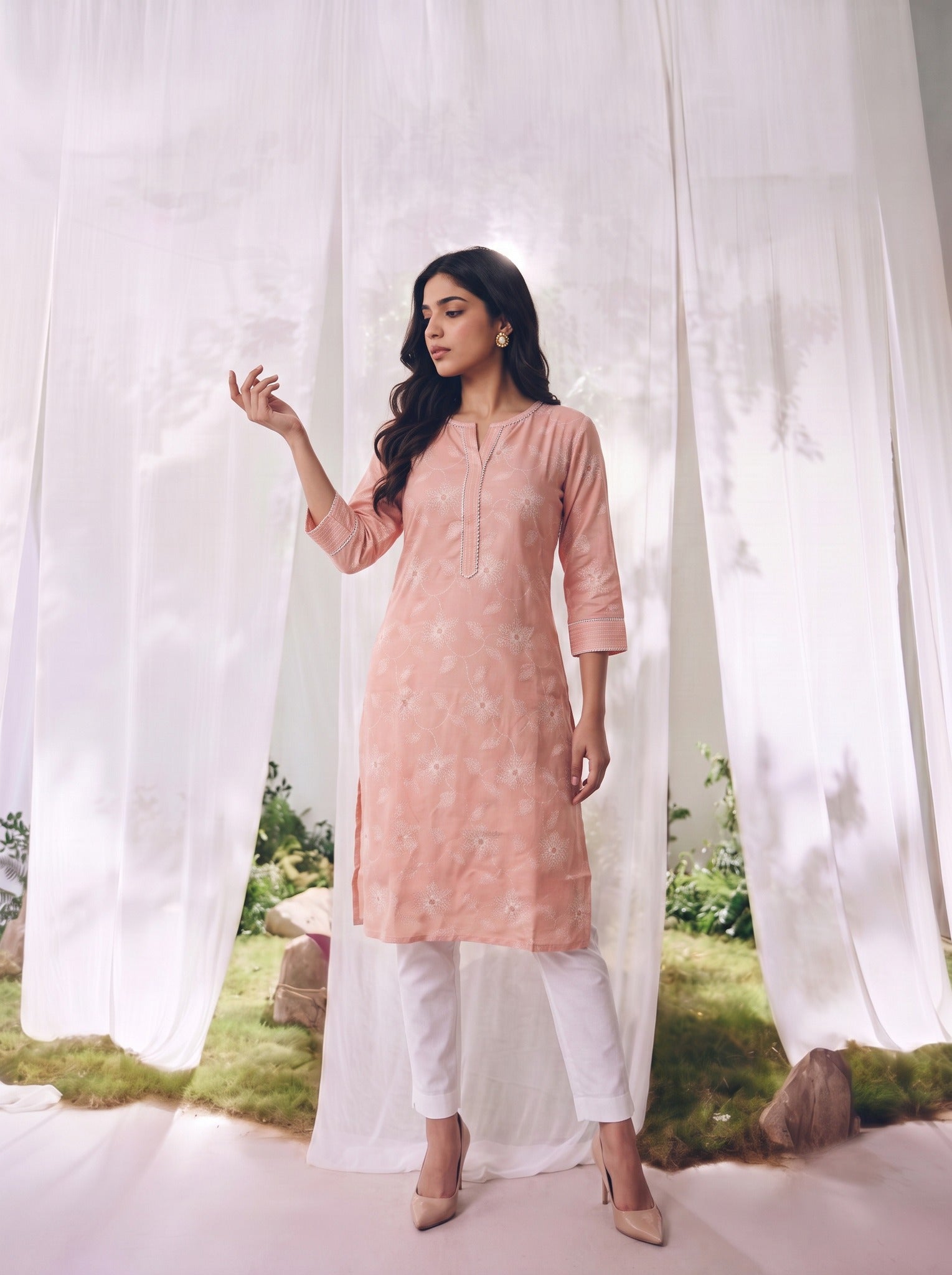 Rayon Printed Straight Knee Length Kurta