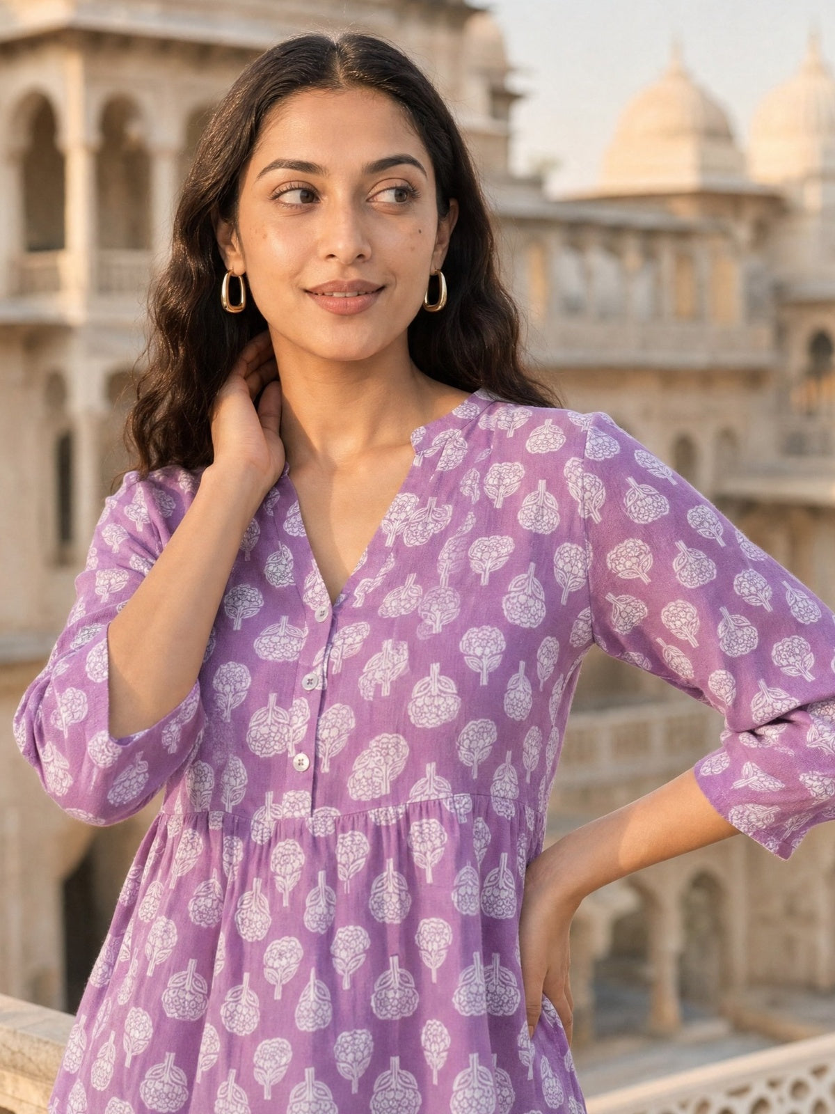 Rayon Printed Straight Short Length Short Kurta