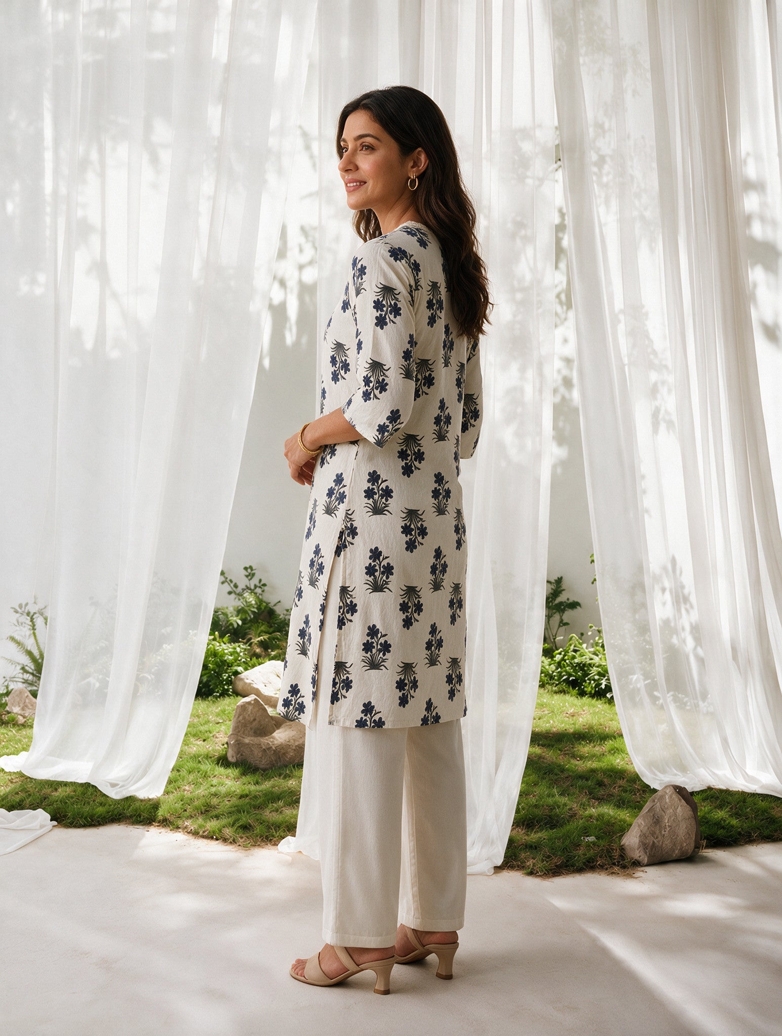 Rayon Printed Straight Knee Length Kurta