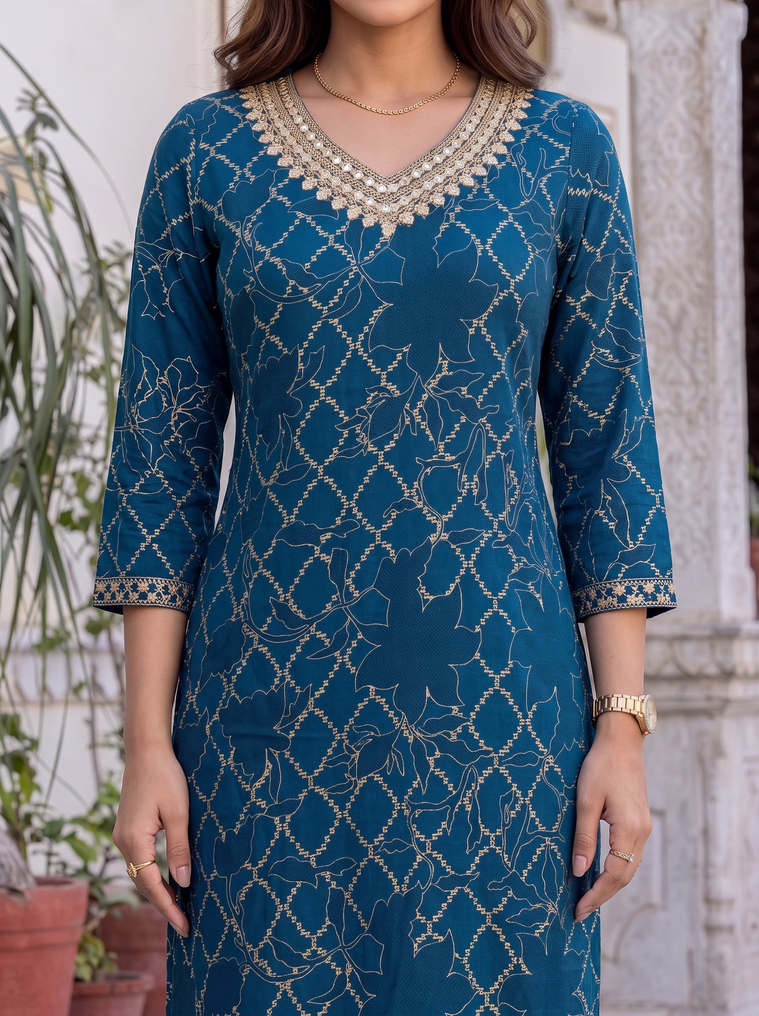 Rayon Embroidered Straight Calf Length Kurta