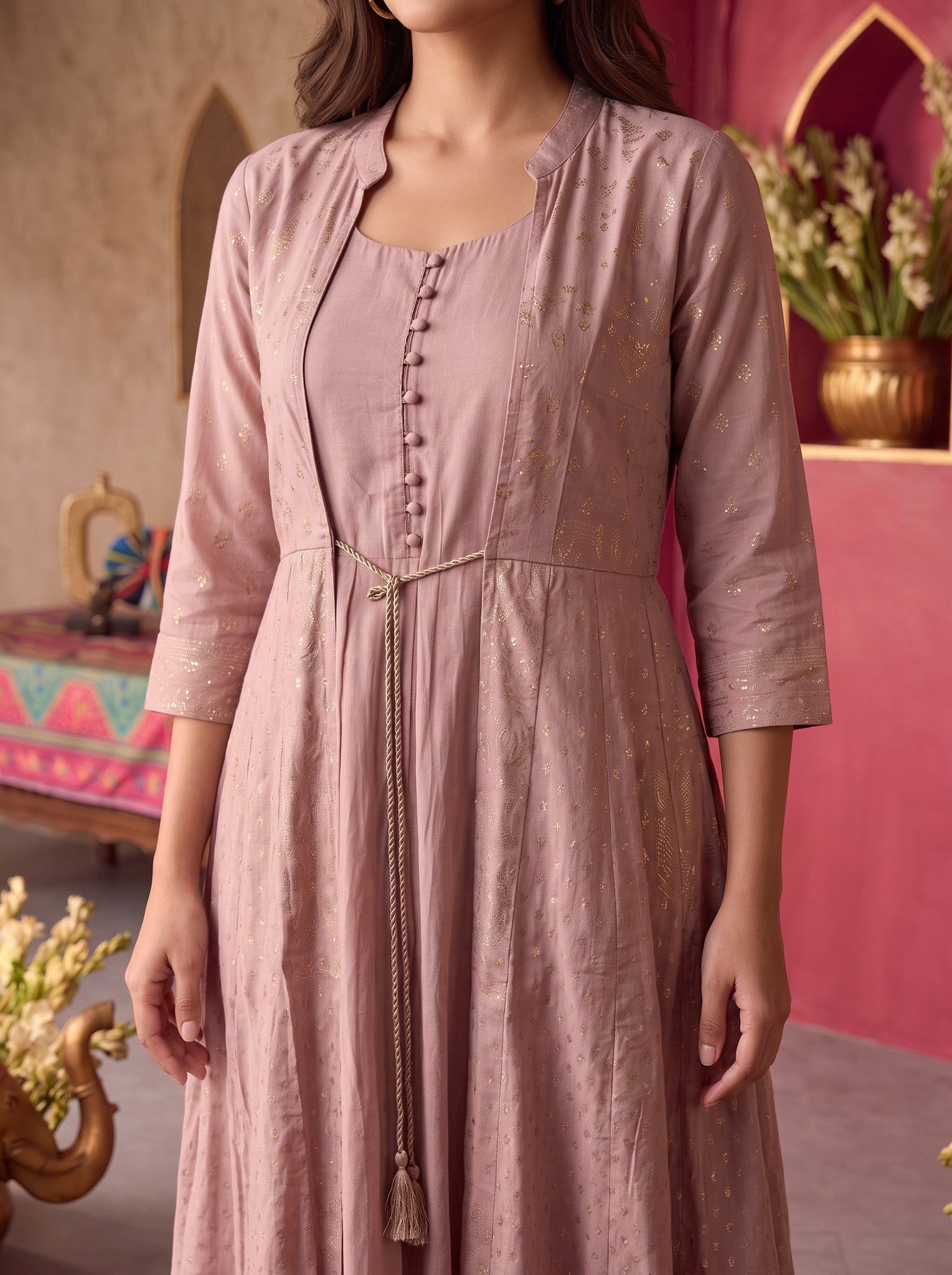 Viscose Printed Flared Calf Length Kurta