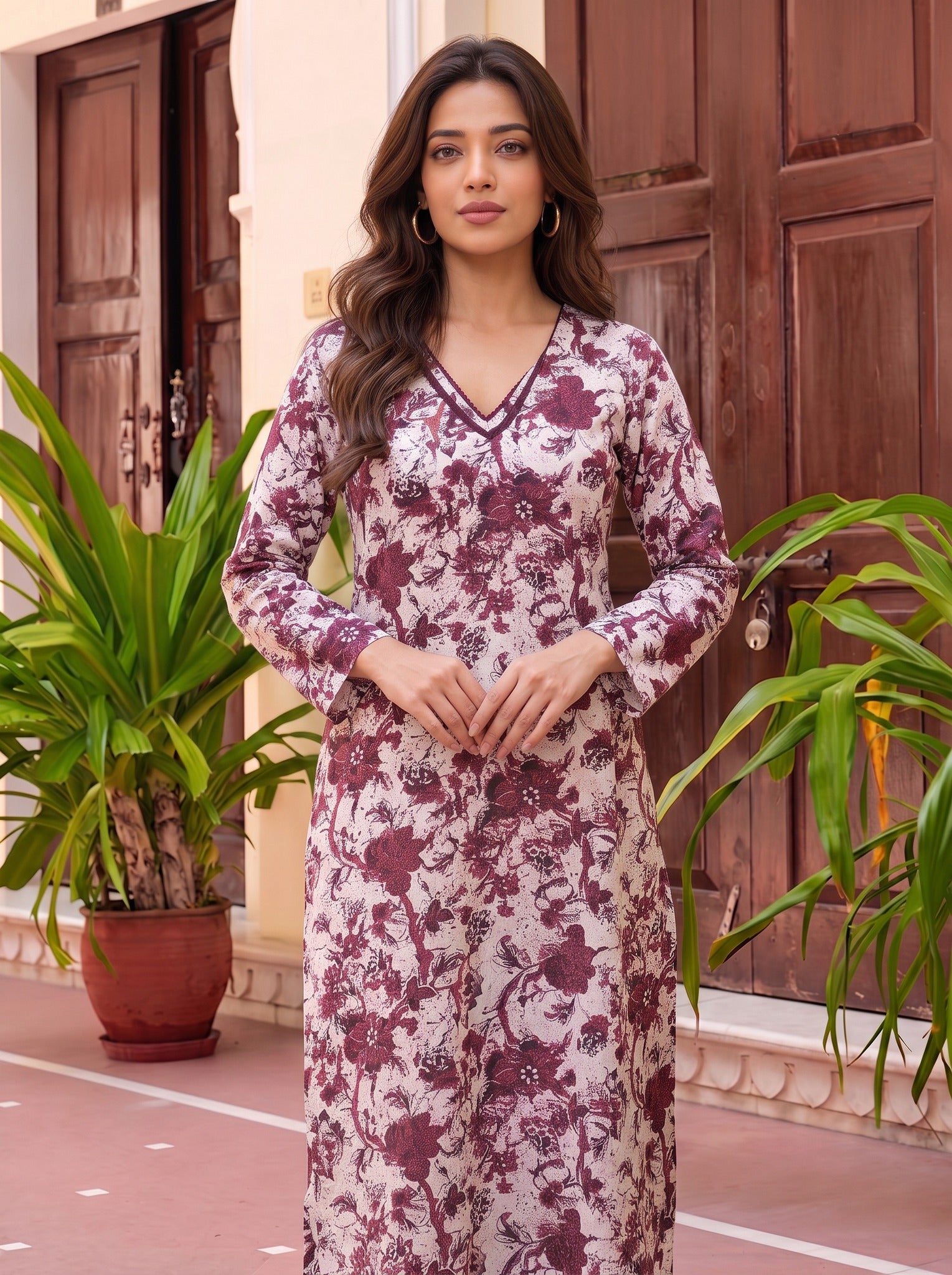 Rayon Printed Straight Calf Length Kurta