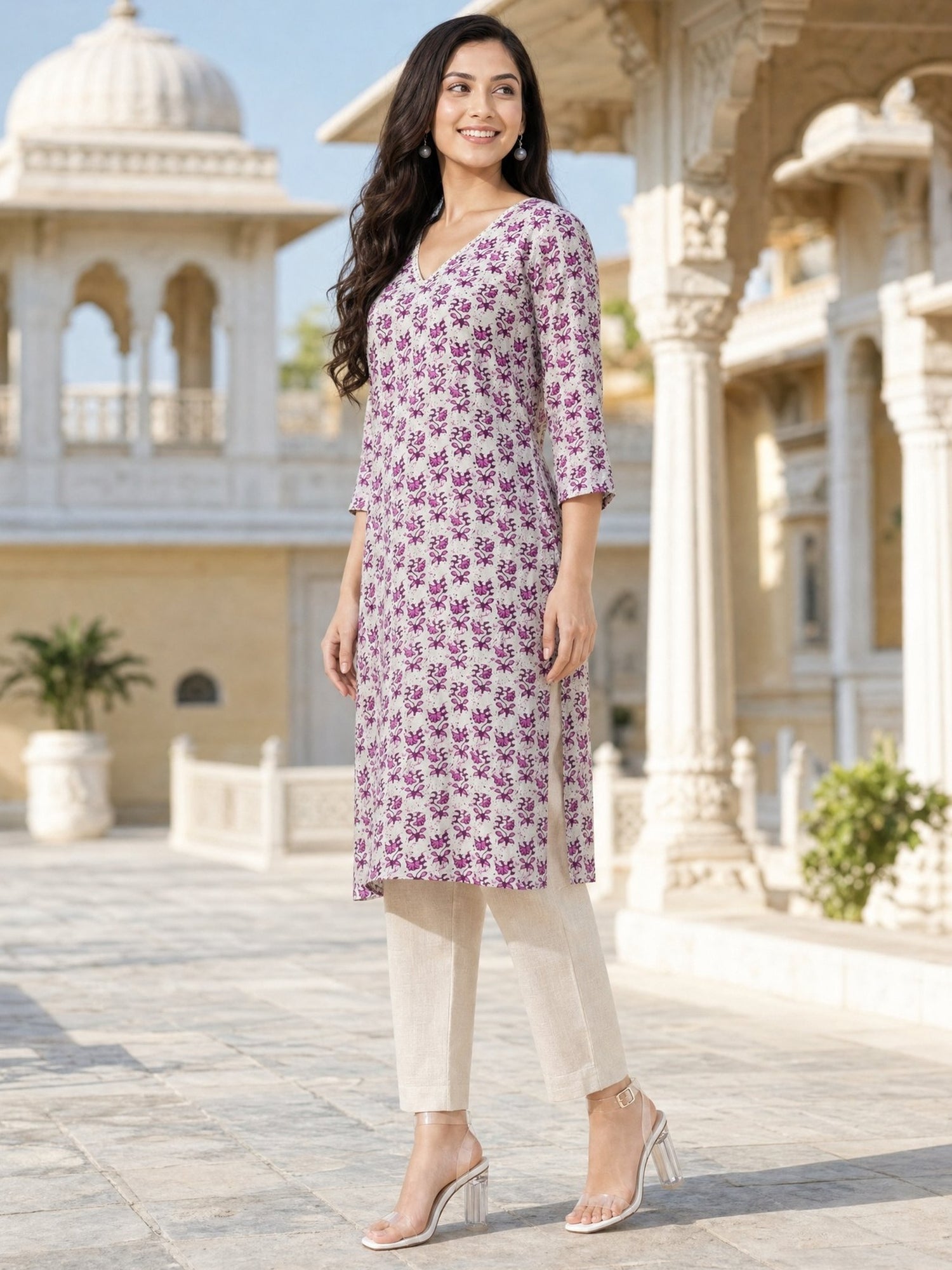 Cotton Printed Straight Knee Length Kurta