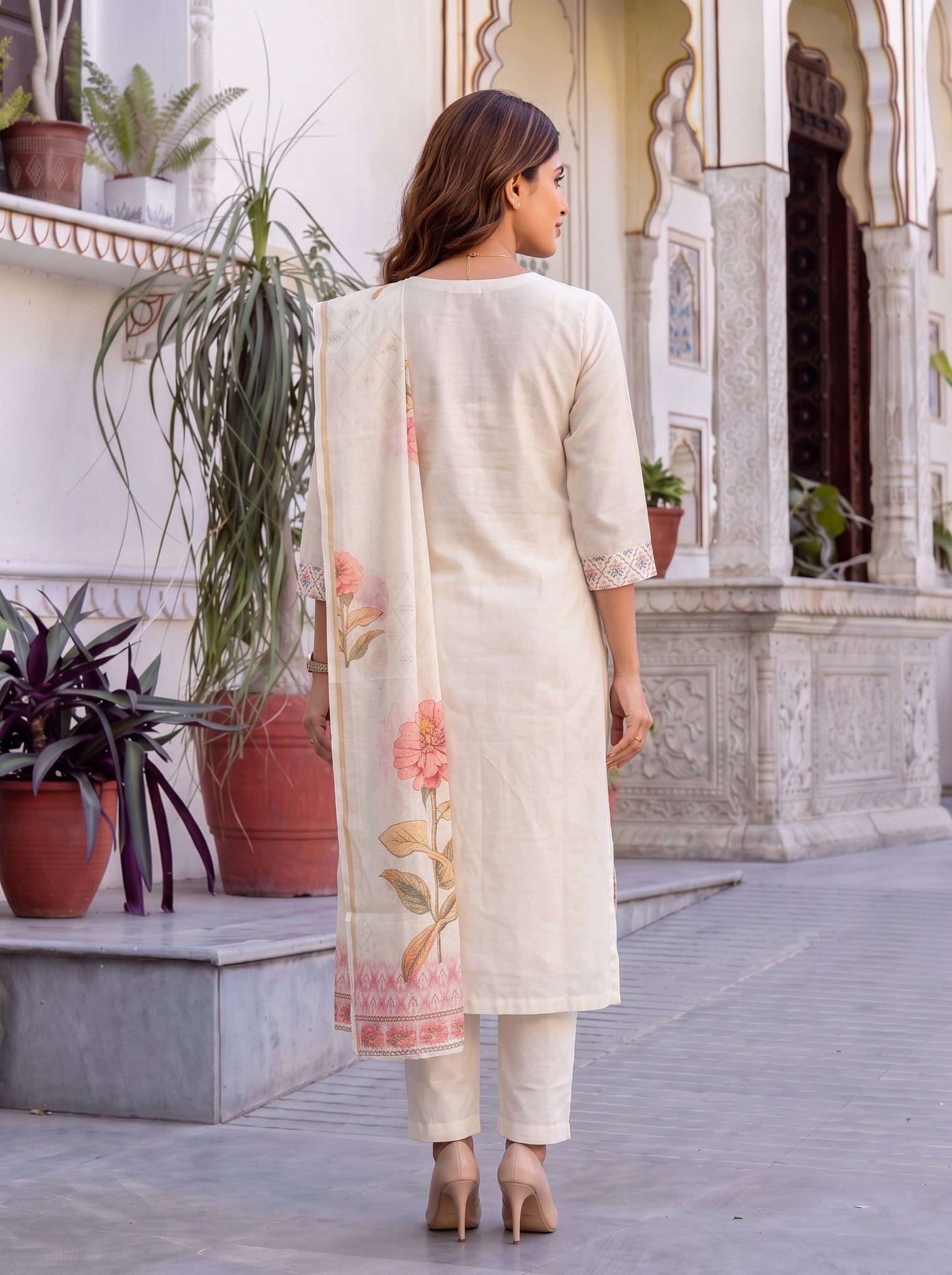 Viscose Embroidered Straight Calf Length Kurta With Pant