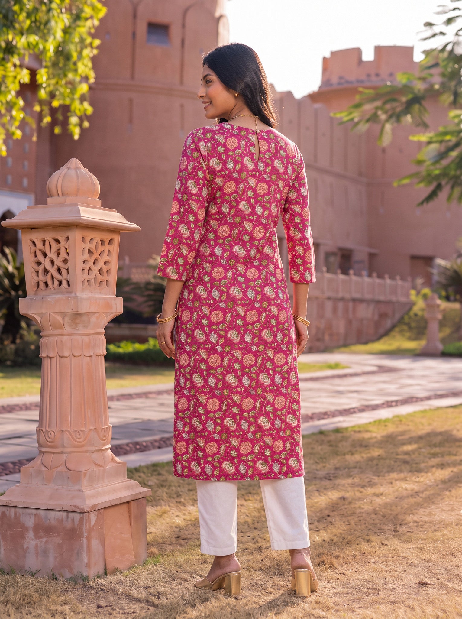 Cotton Printed Straight Knee Length Kurta