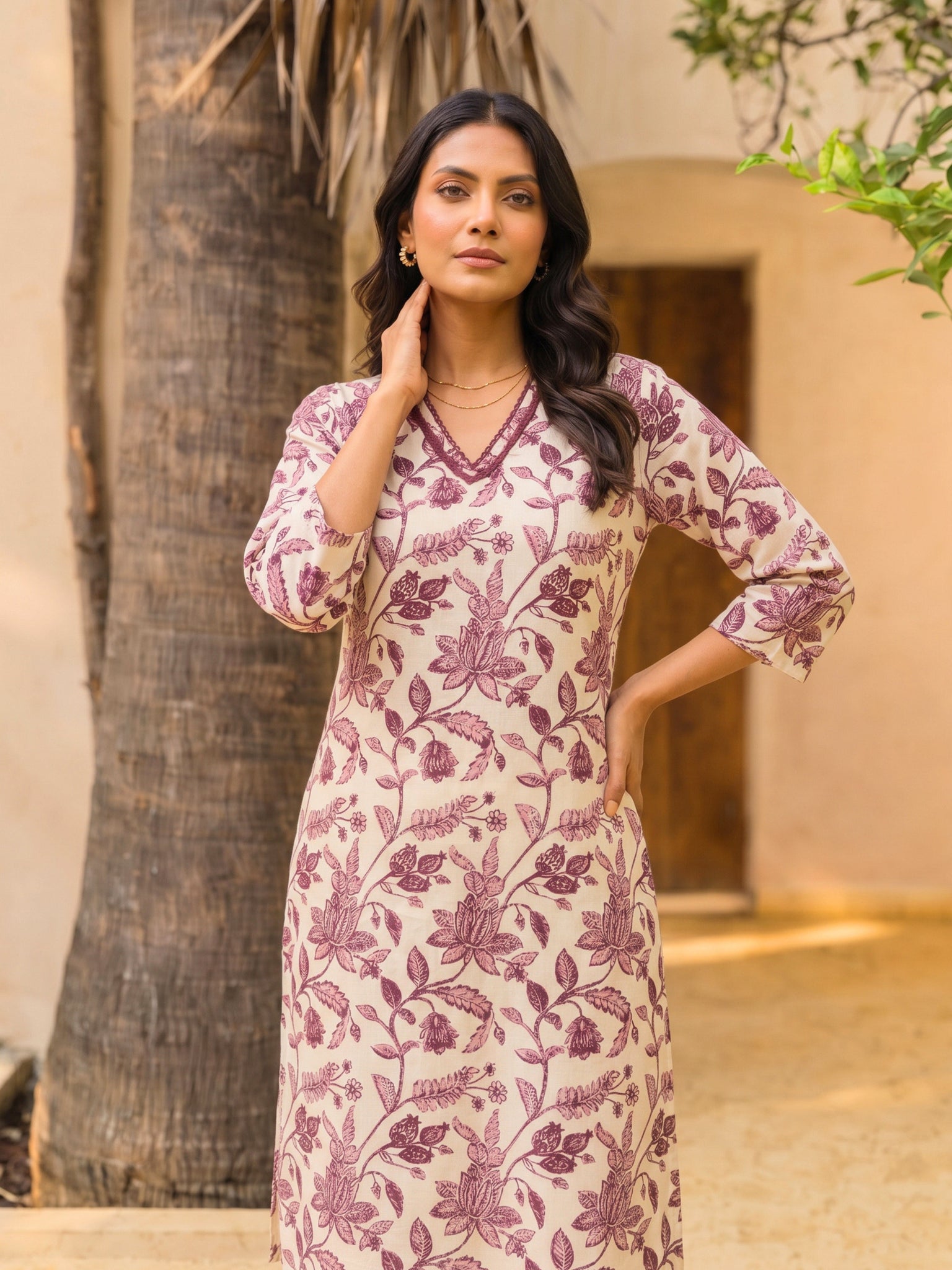 Rayon Printed Straight Knee Length Kurta