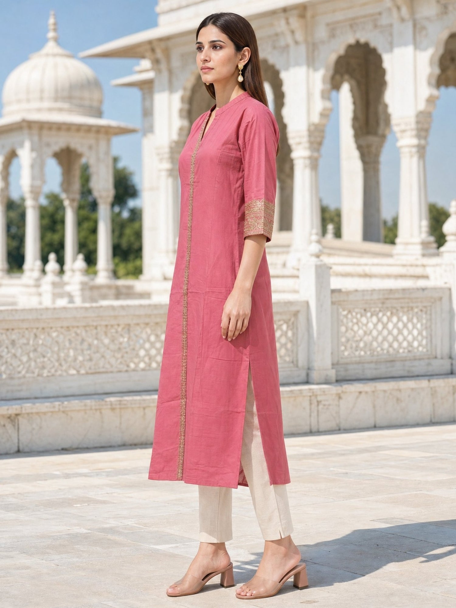 Viscose Embroidered A-Line Calf Length Kurta