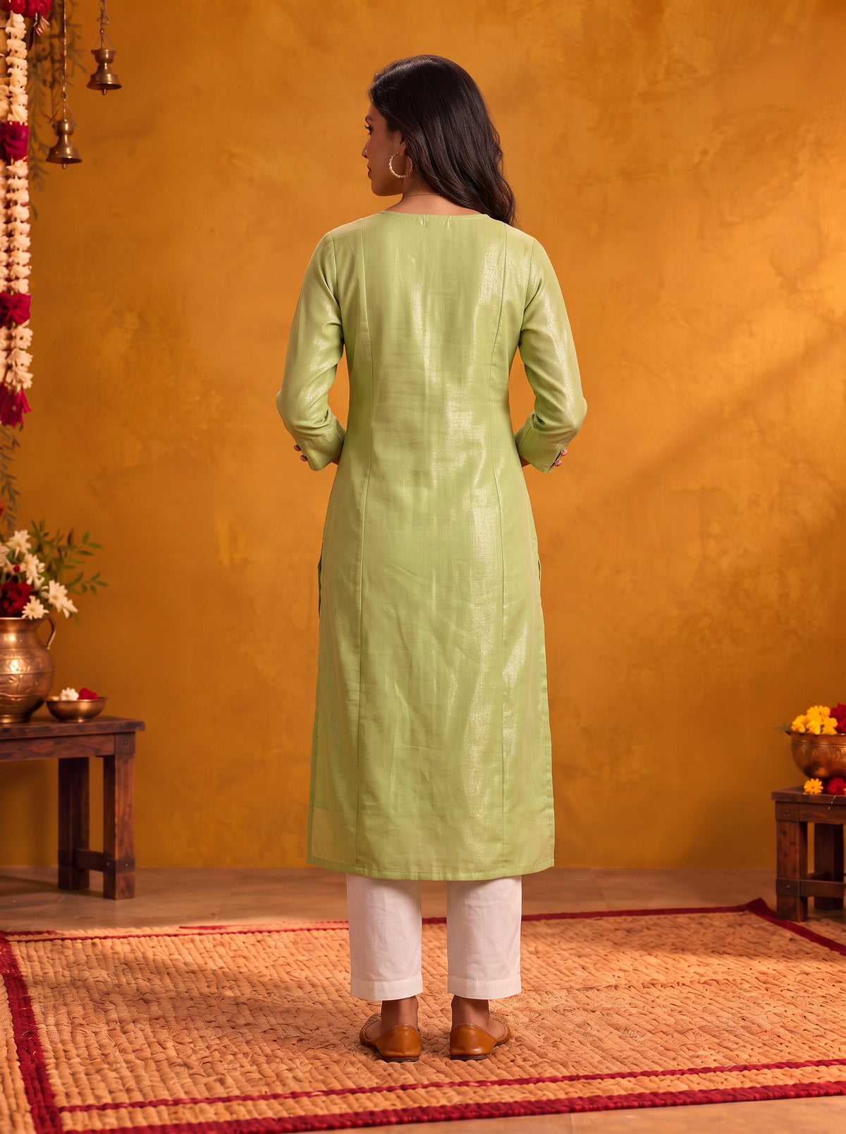 Cotton Embroidered Straight Calf Length Kurta