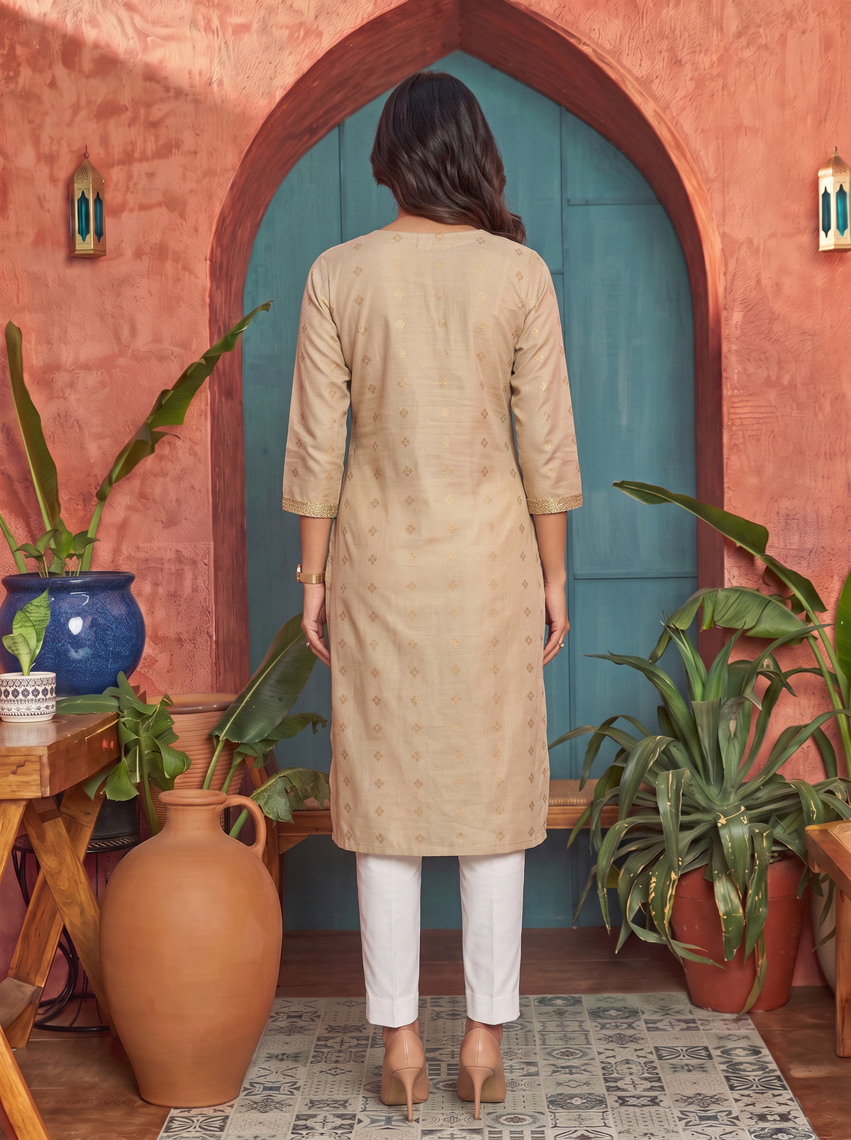 Viscose Embroidered Straight Calf Length Kurta