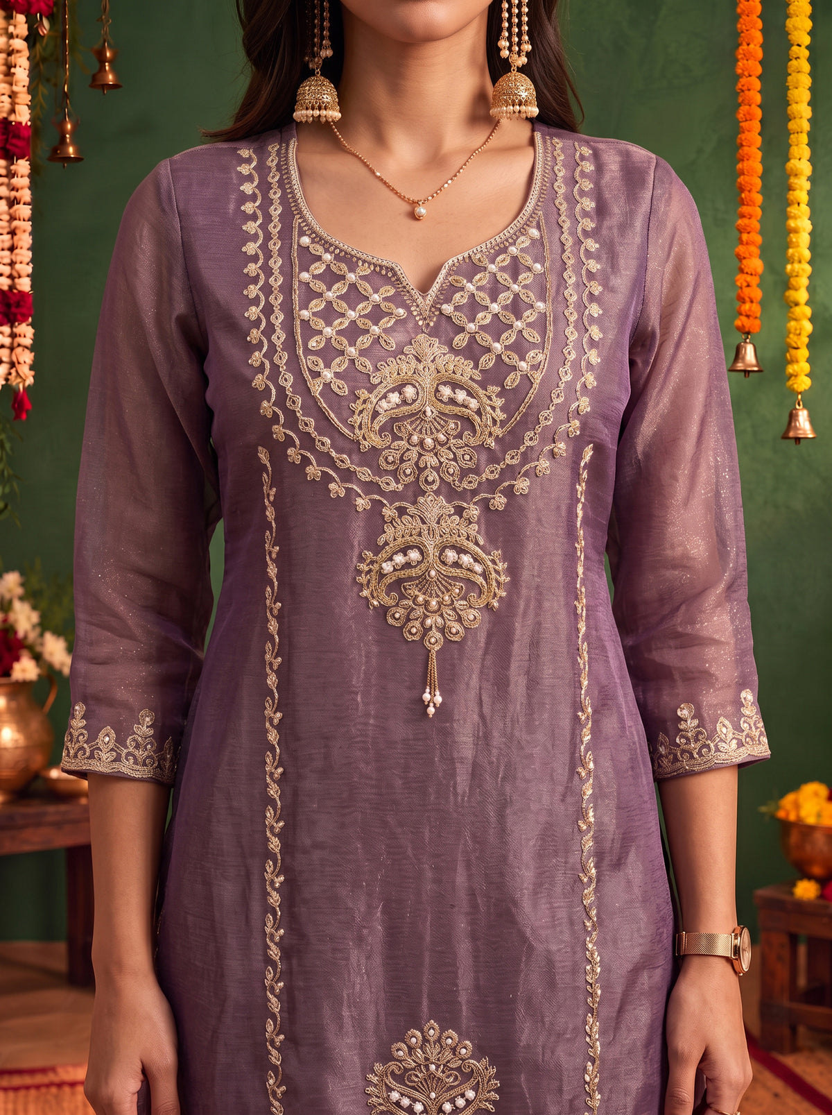 Viscose Embroidered Straight Knee Length Kurta With Pant and Dupatta