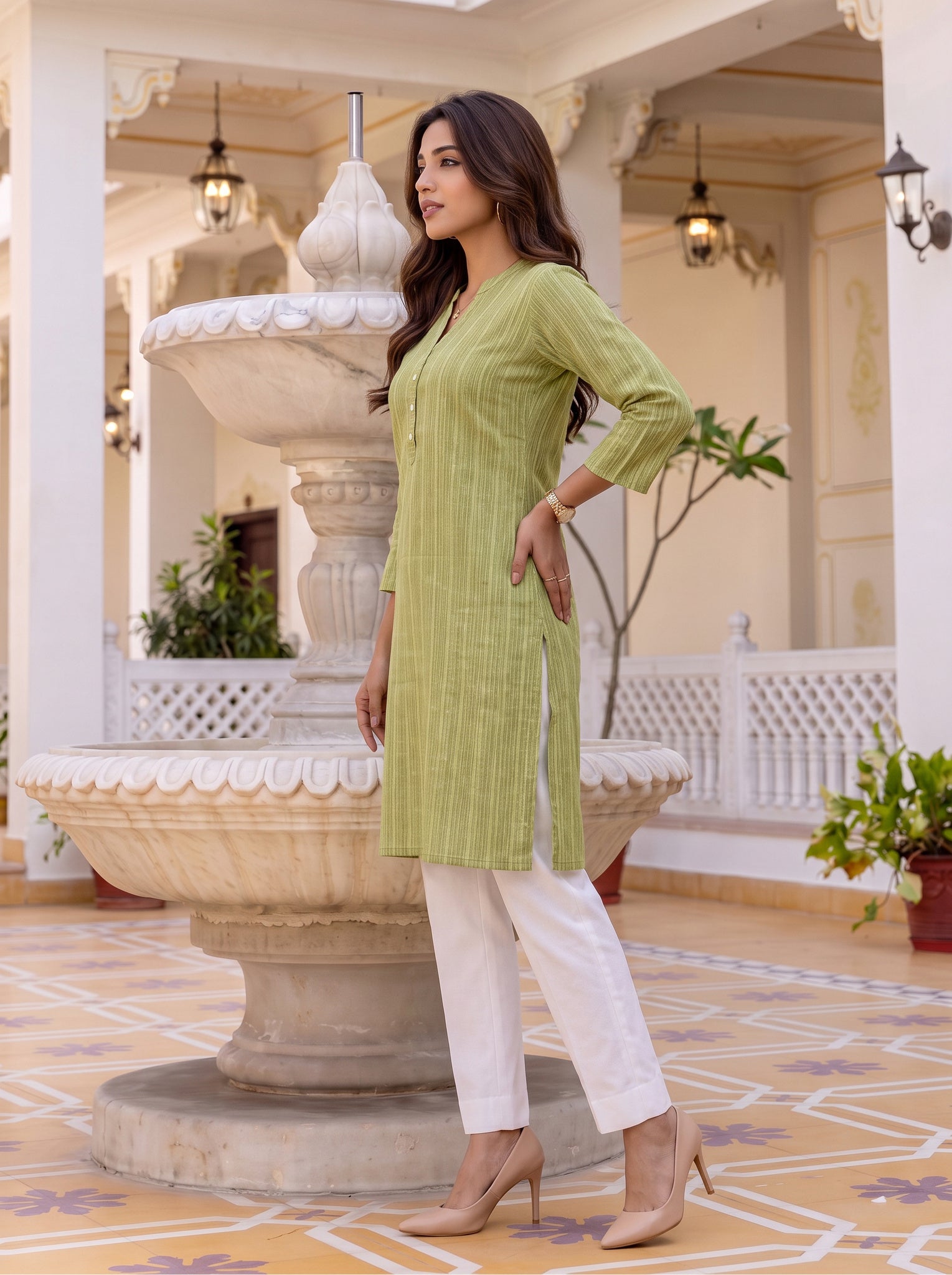 Viscose Printed Straight Knee Length Kurta
