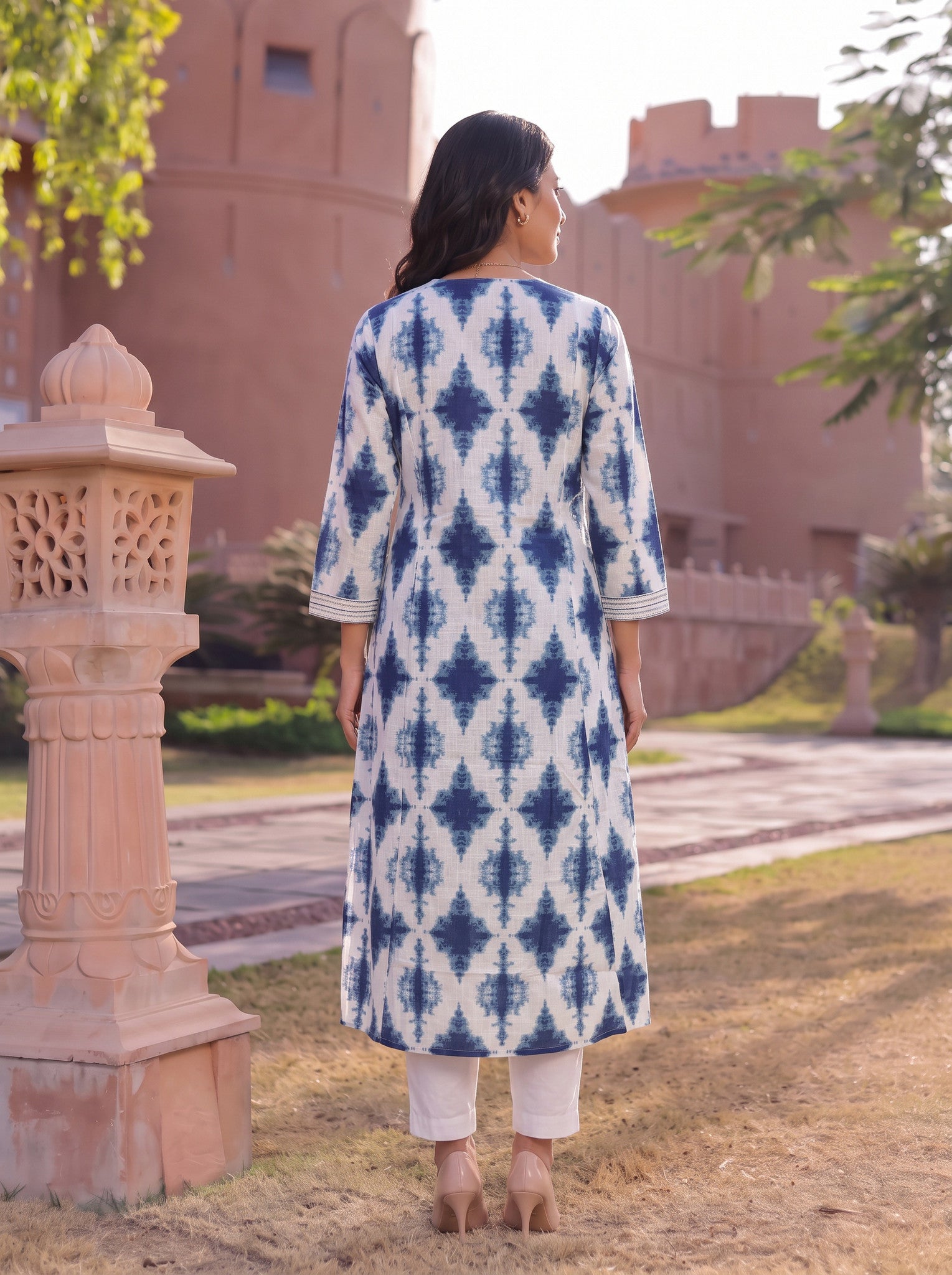 Cotton Embroidered Straight Calf Length Kurta