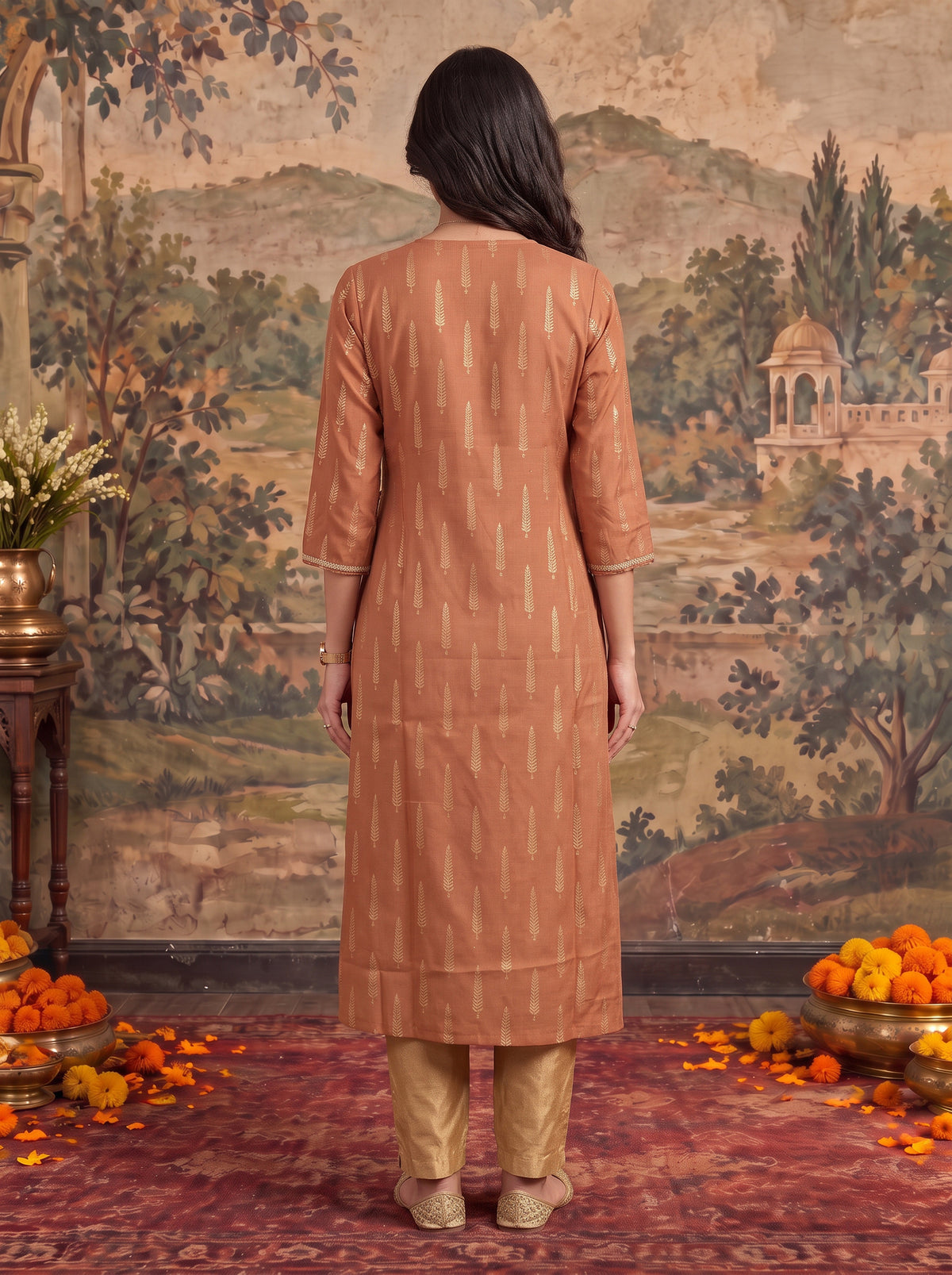 Rayon Printed A-Line Calf Length Kurta
