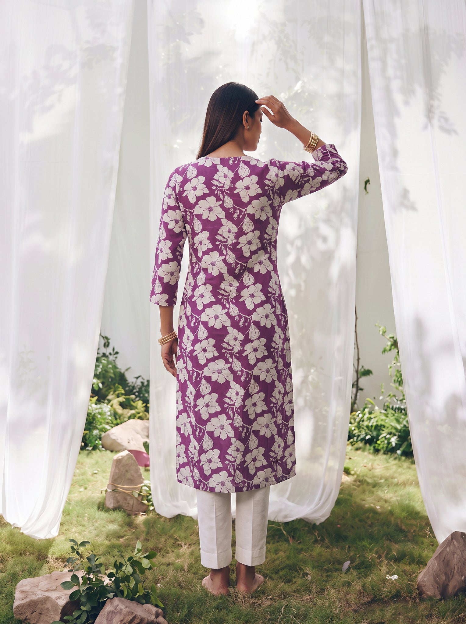 Cotton Printed Straight Calf Length Kurta