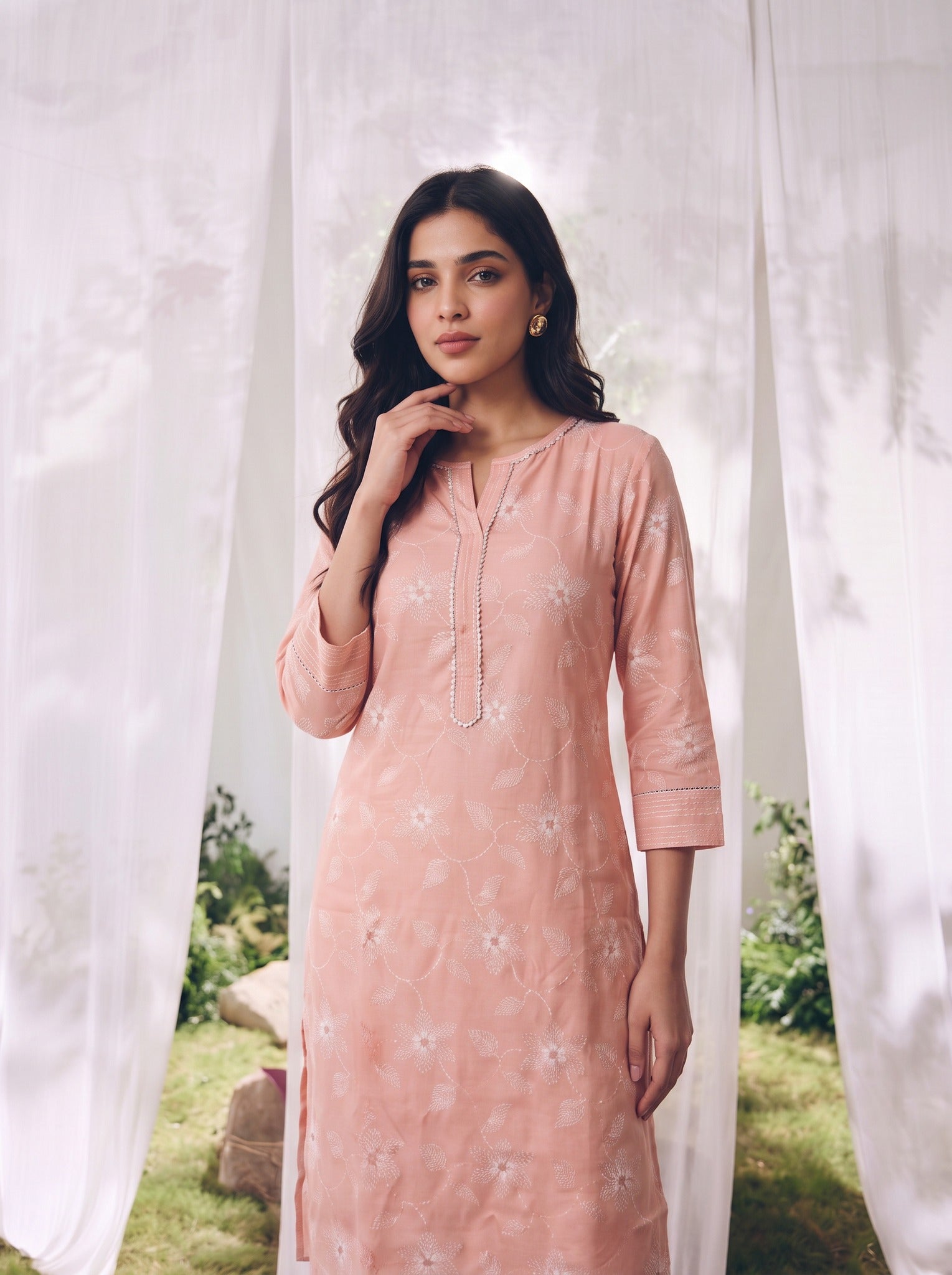 Rayon Printed Straight Knee Length Kurta