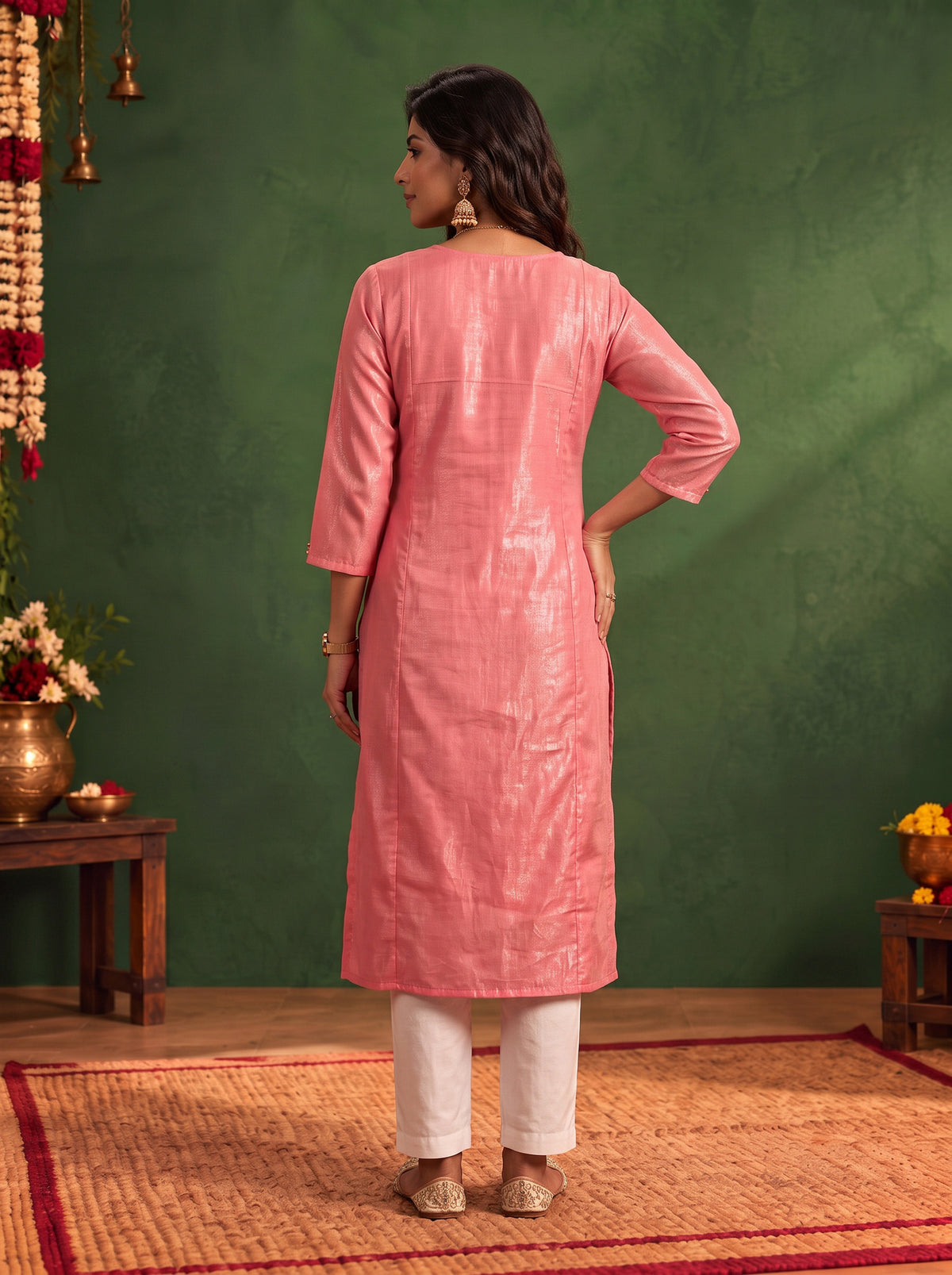 Cotton Embroidered Straight Calf Length Kurta
