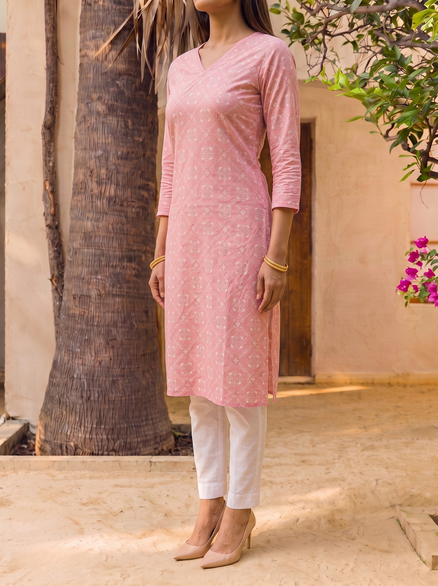 Cotton Printed Straight Knee Length Kurta