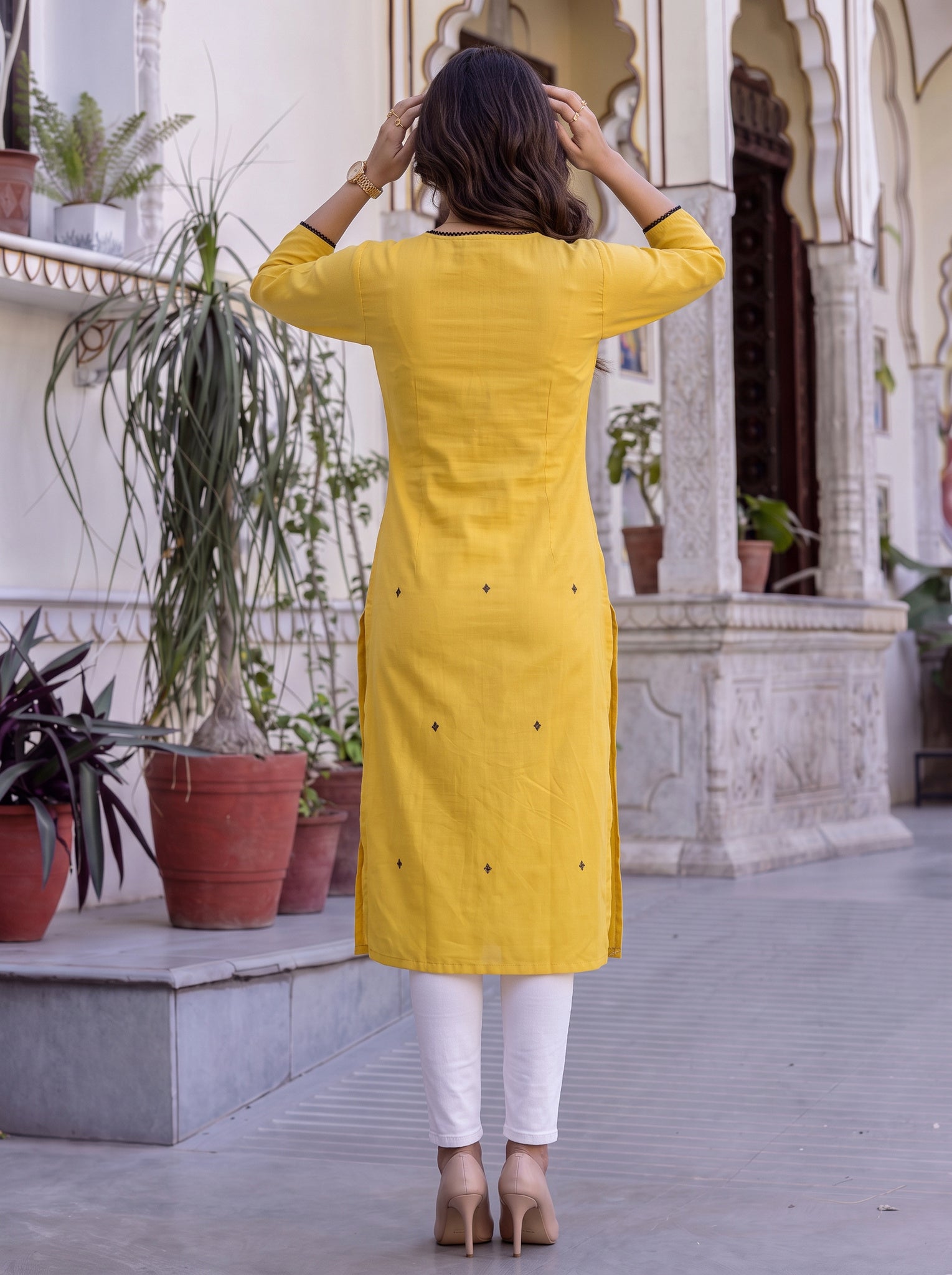 Rayon Embroidered Straight Calf Length Kurta