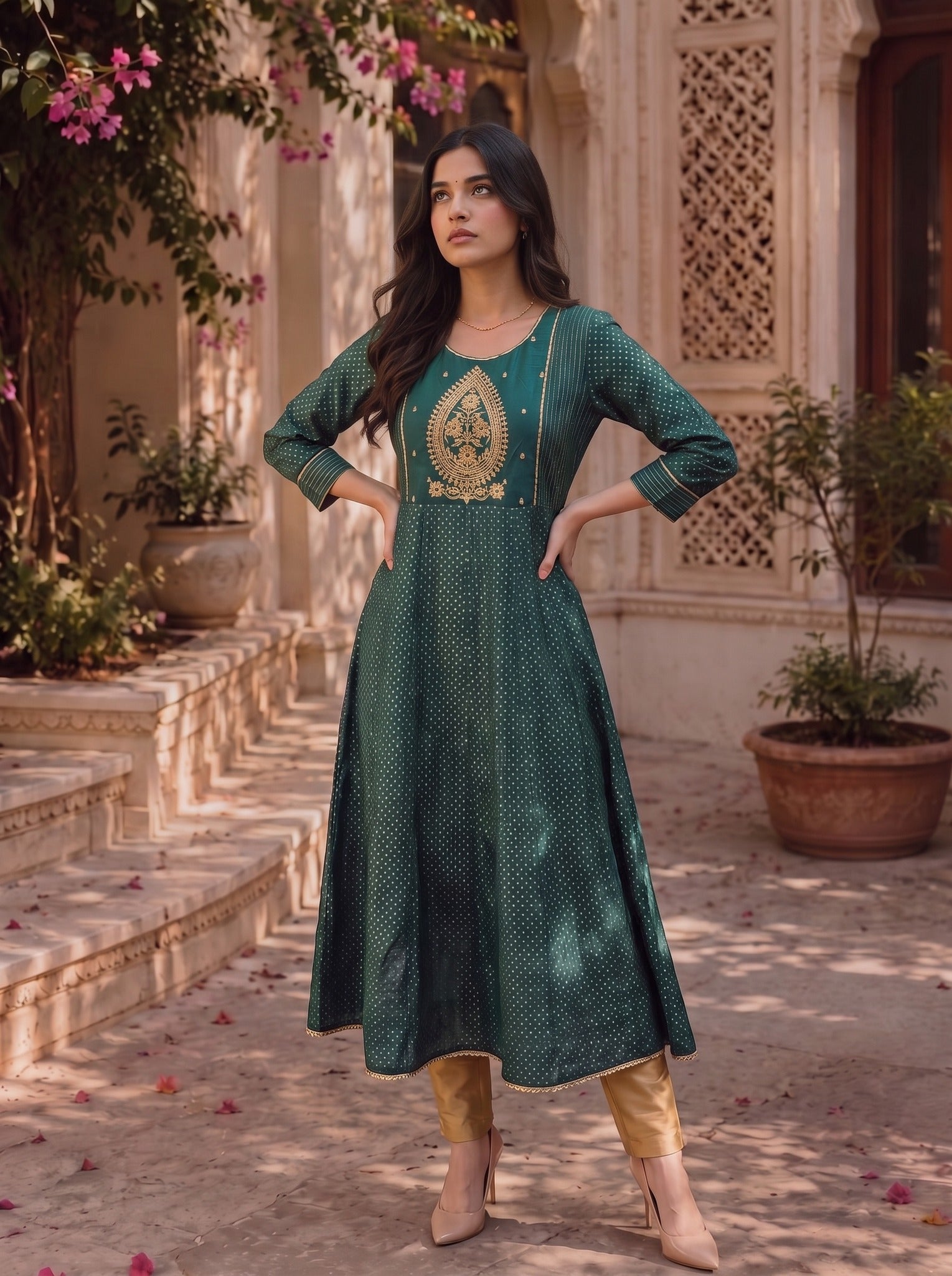 Viscose Embroidered Straight Calf Length Kurta