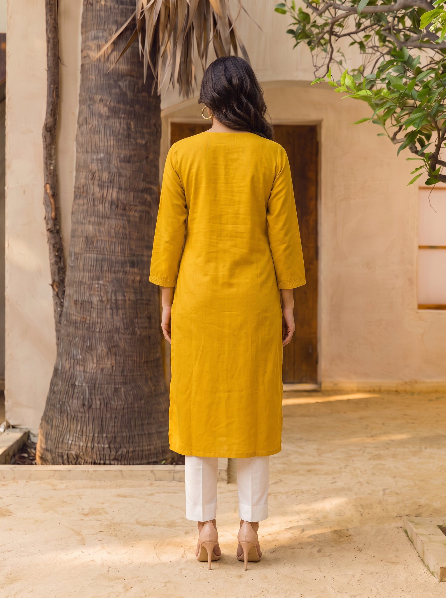Rayon Embroidered Straight Calf Length Kurta