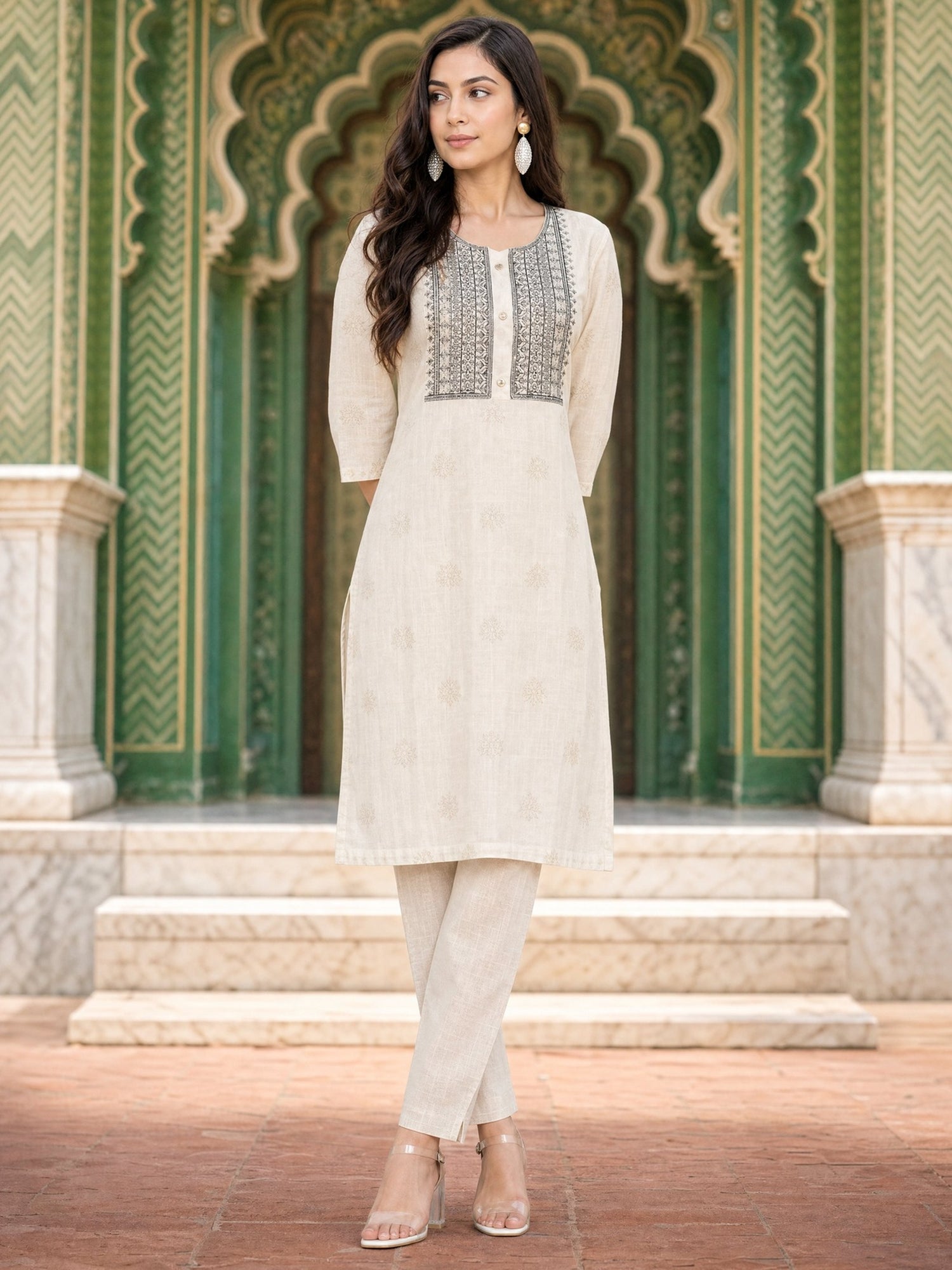 Rayon Embroidered Straight Calf Length Kurta