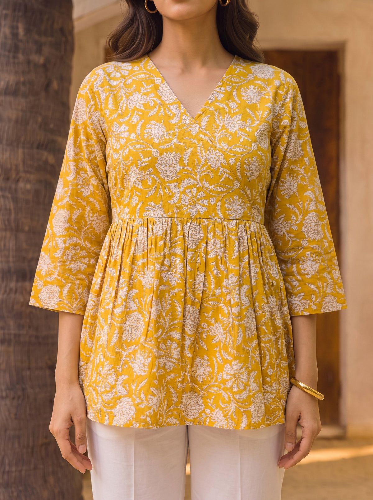 Cotton Printed Peplum Short Length Short Kurta