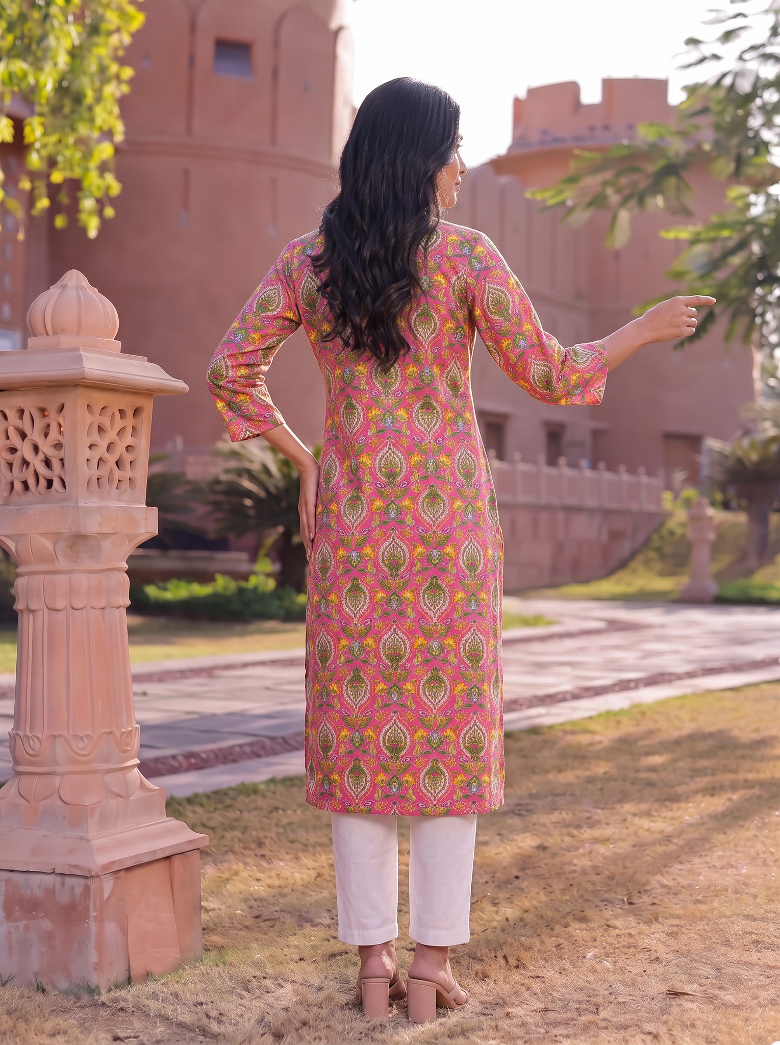 Cotton Printed Straight Knee Length Kurta