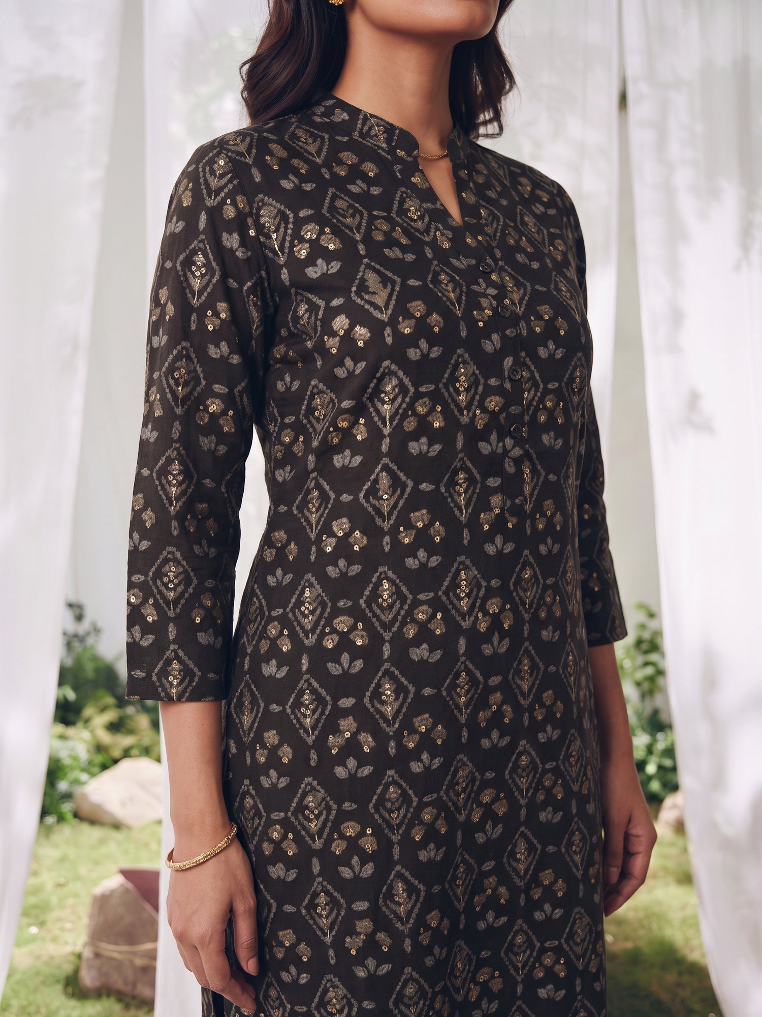 Rayon Printed Straight Calf Length Kurta