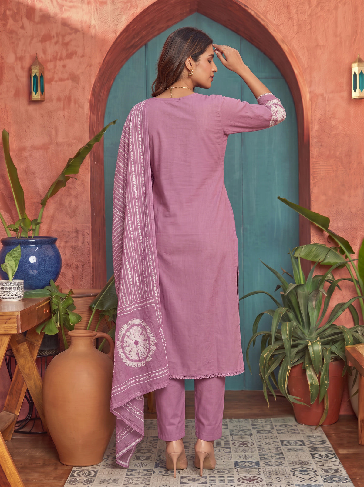 Cotton Printed Straight Calf Length Kurta With Pant and Dupatta