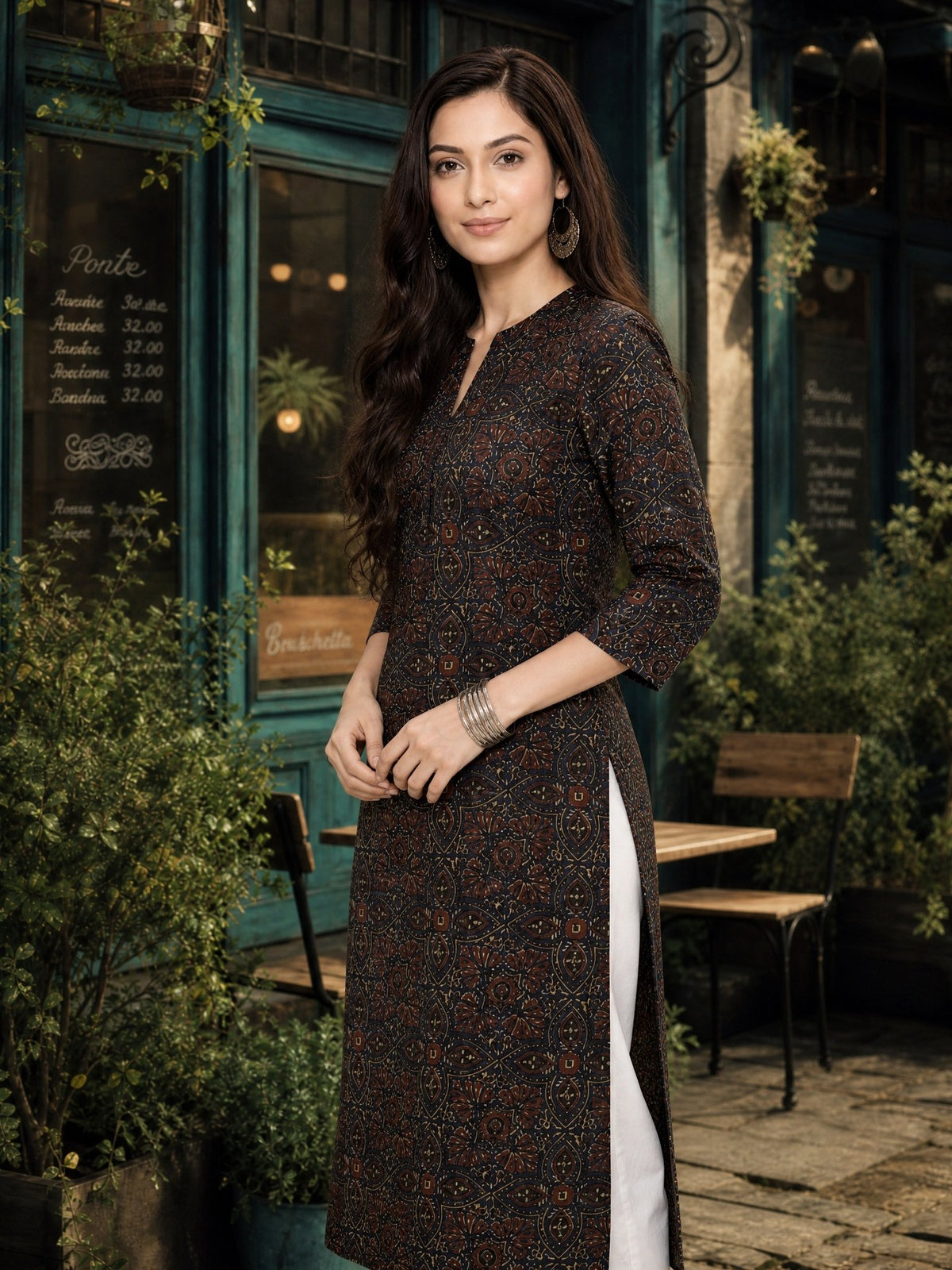 Cotton Printed Straight Knee Length Kurta
