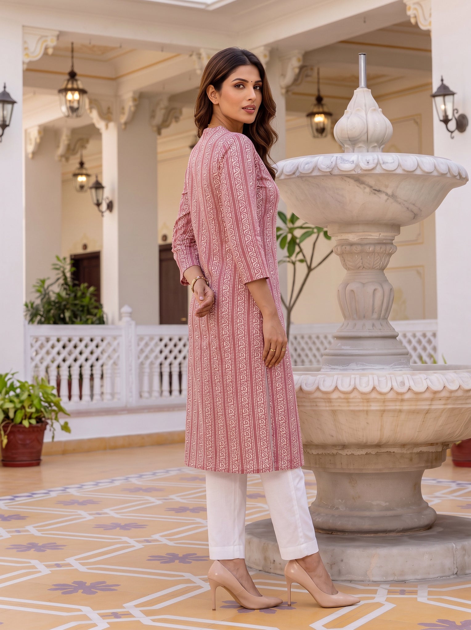 Viscose Printed Straight Knee Length Kurta