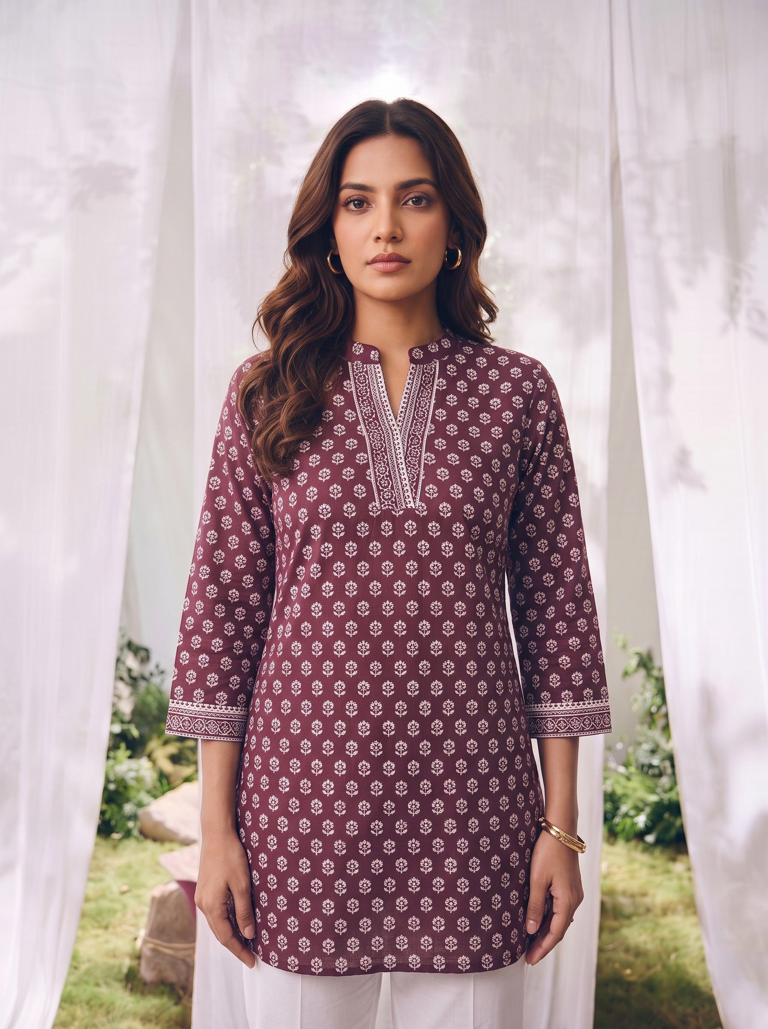 Rayon Printed Straight Short Length Short Kurta