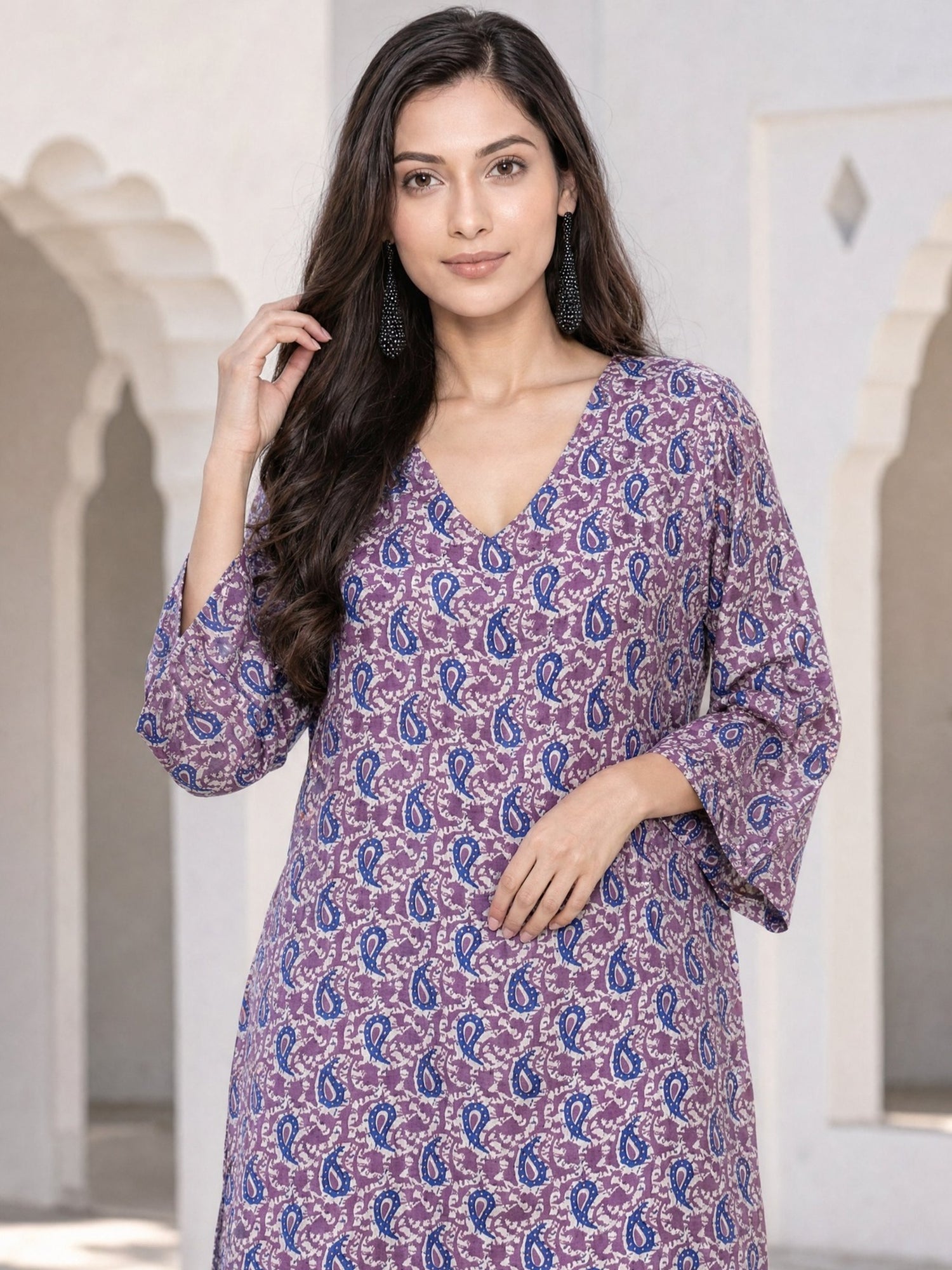 Cotton Printed Straight Knee Length Kurta