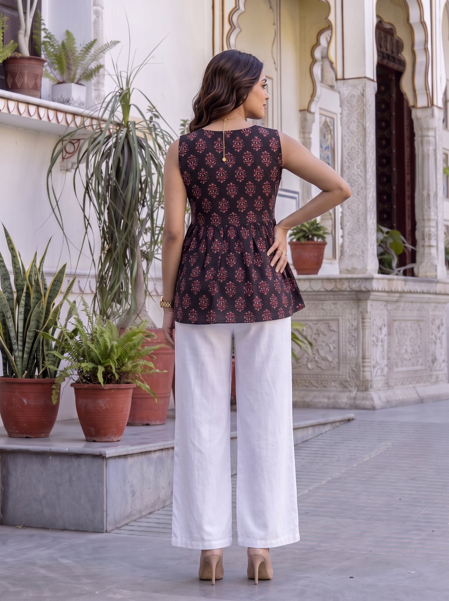 Cotton Printed Straight Short Length Short Kurta