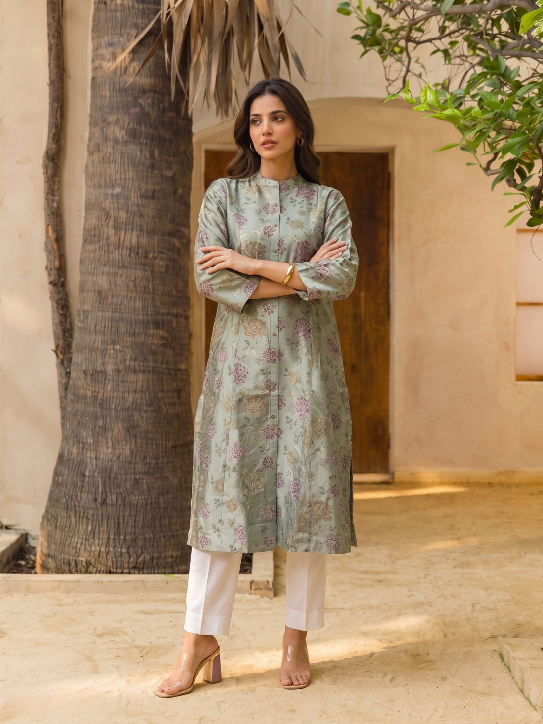 Buy Rayon Printed Straight Calf Length Kurta-Light Green
