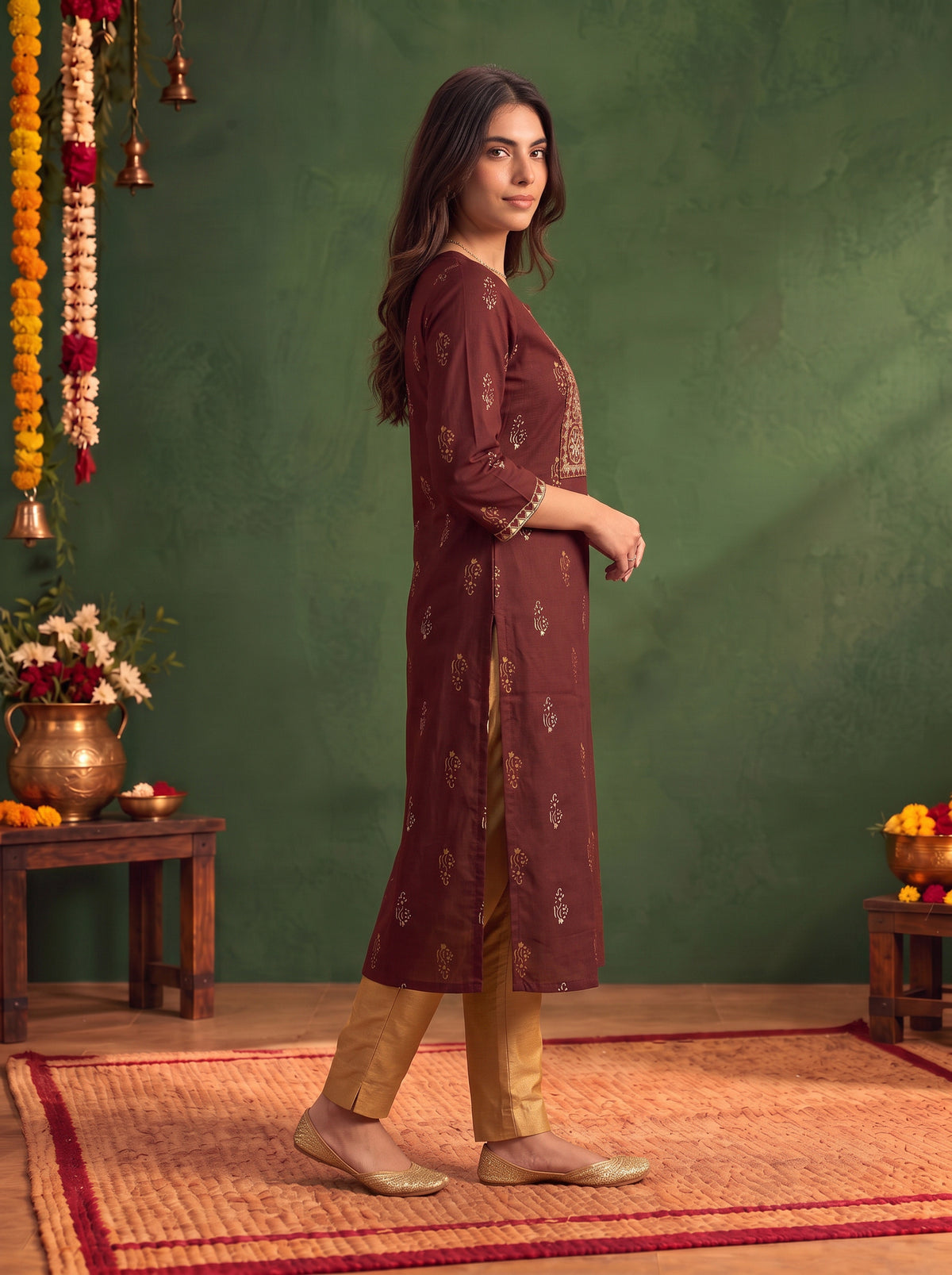 Rayon Embroidered Straight Calf Length Kurta