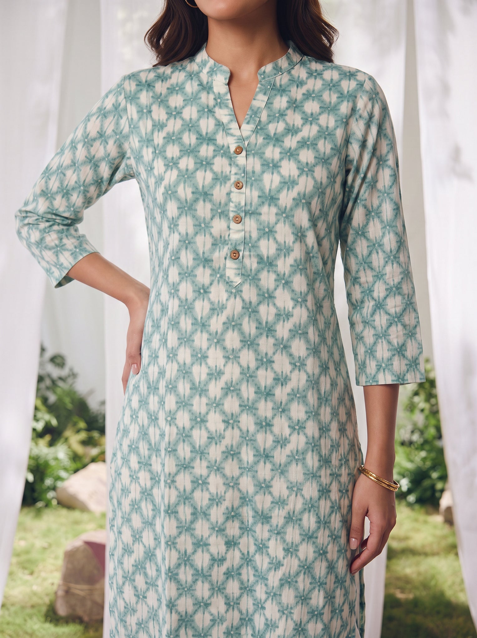 Rayon Printed Straight Calf Length Kurta