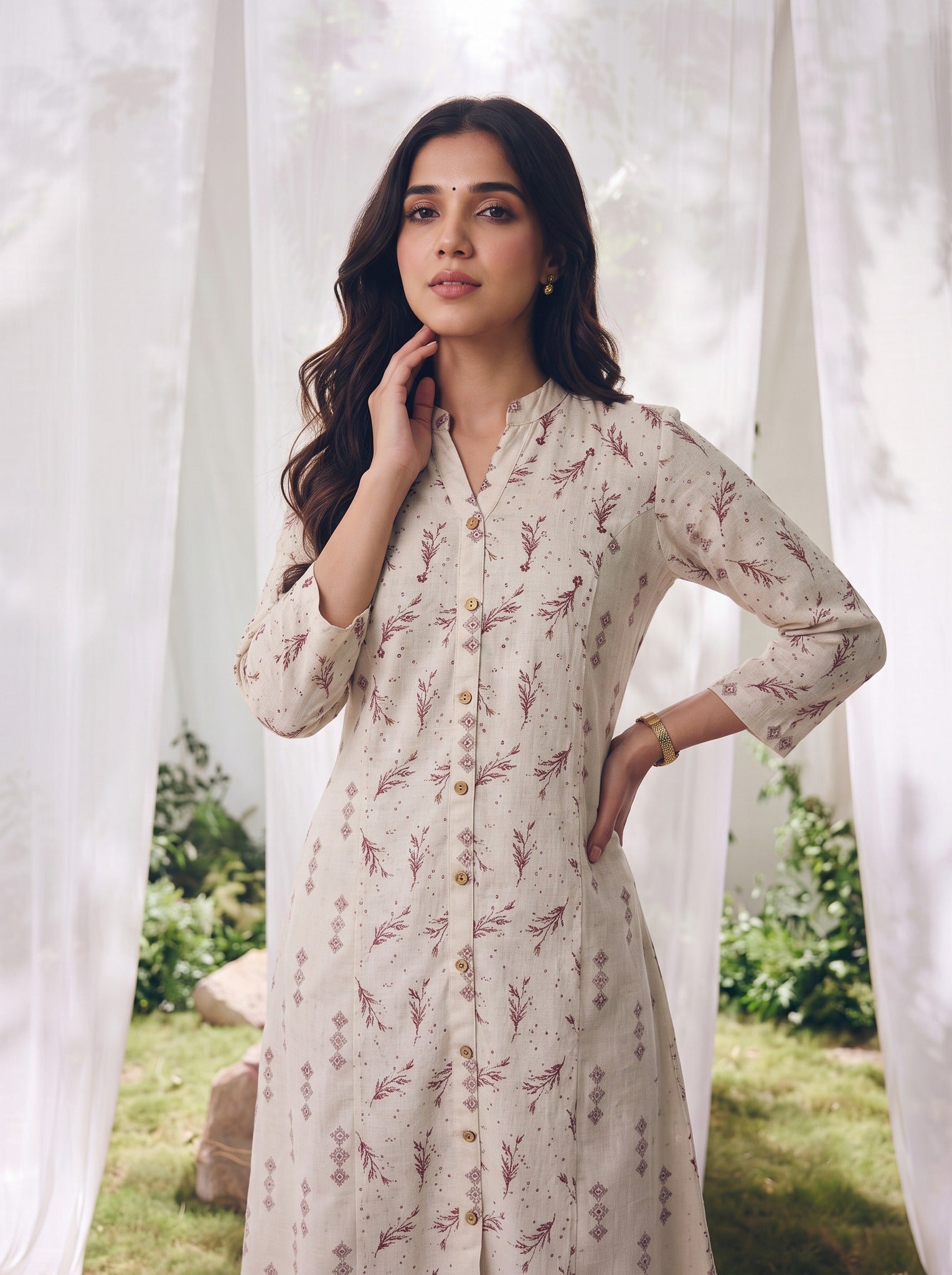 Cotton Embroidered Straight Calf Length Kurta