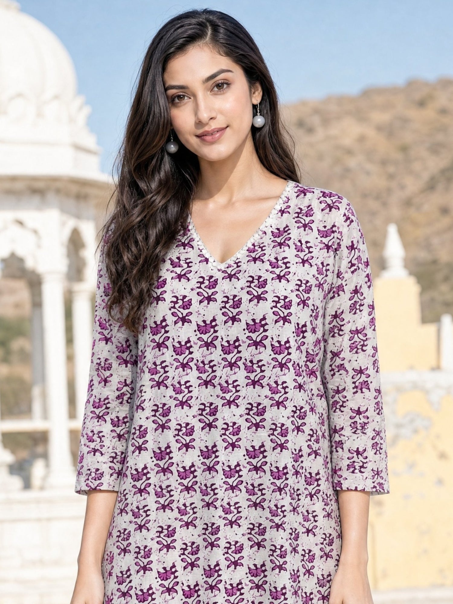 Cotton Printed Straight Knee Length Kurta