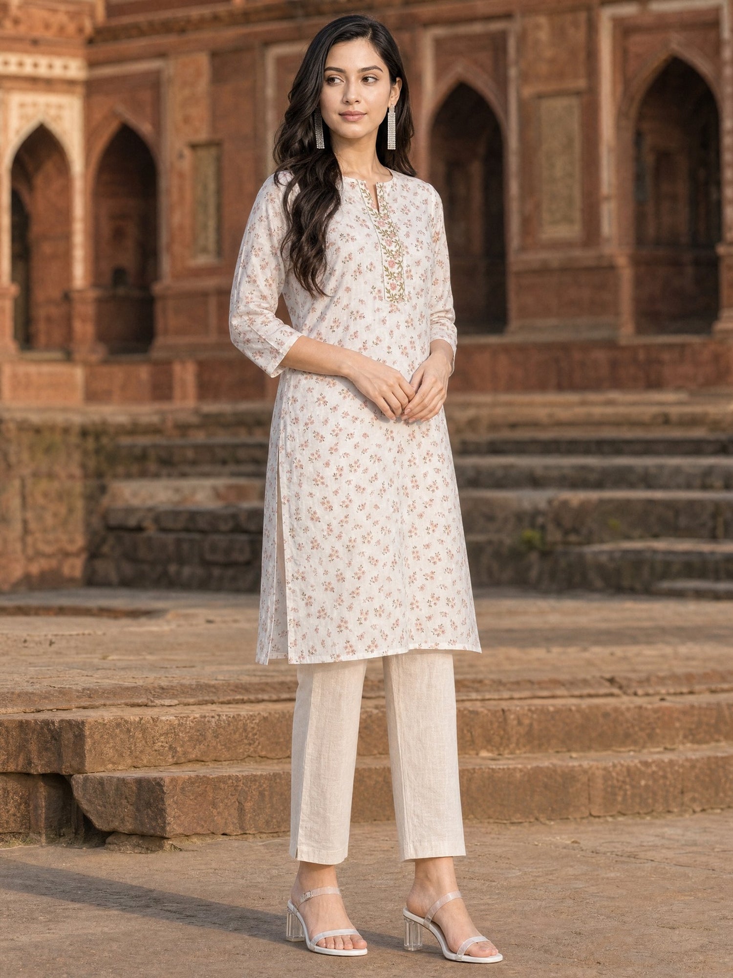 Rayon Printed Straight Knee Length Kurta