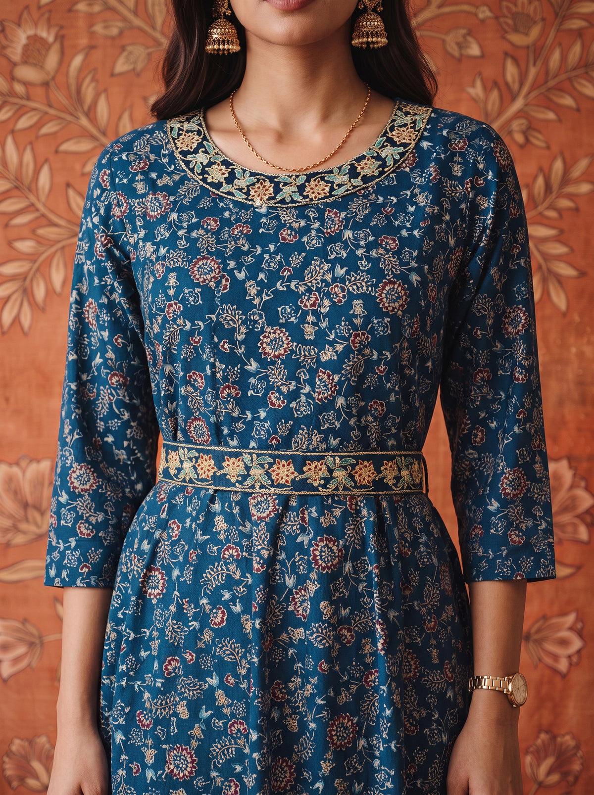 Rayon Embroidered Flared Calf Length Kurta