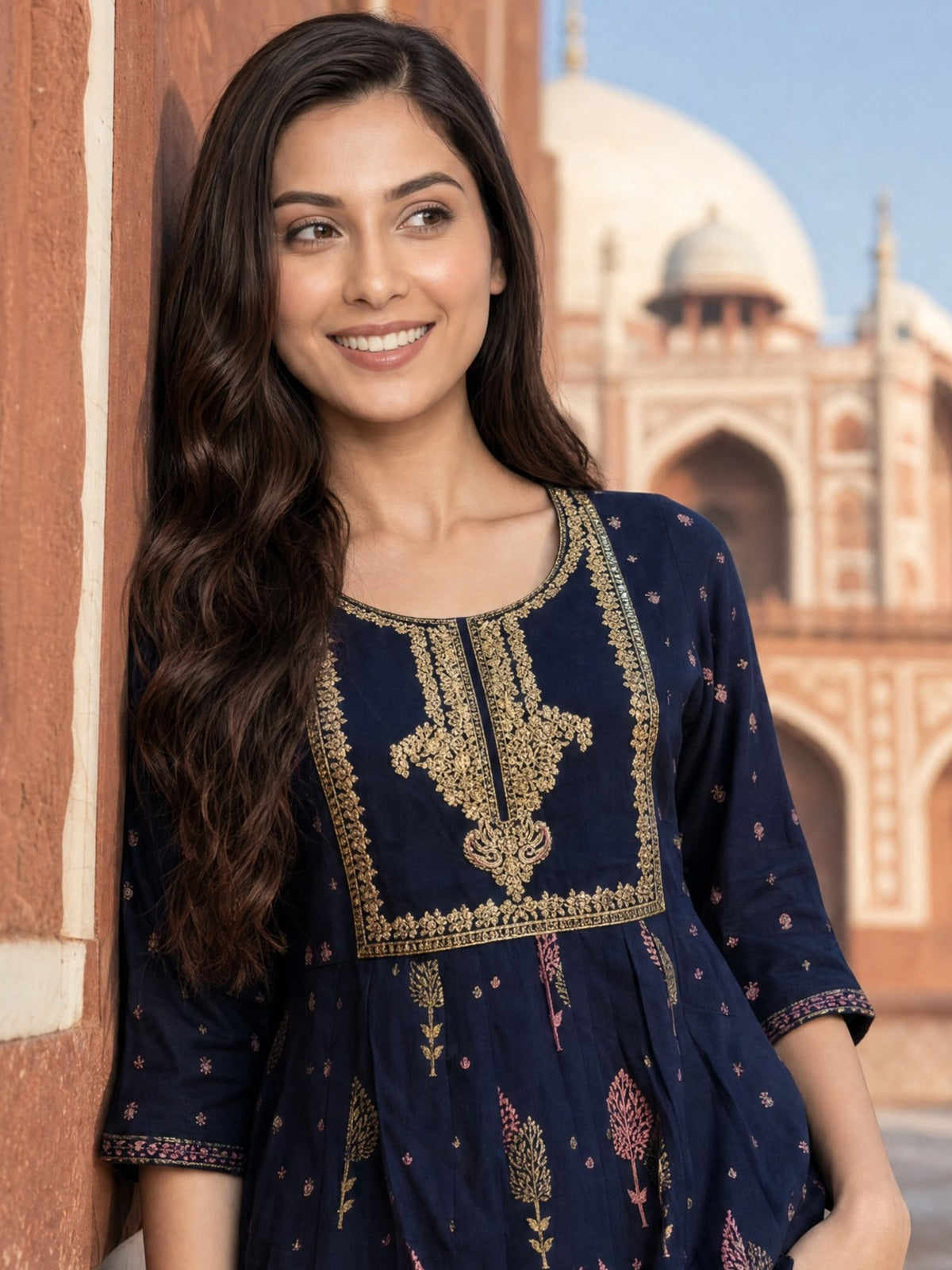Viscose Embroidered Anarkali Calf Length Kurta