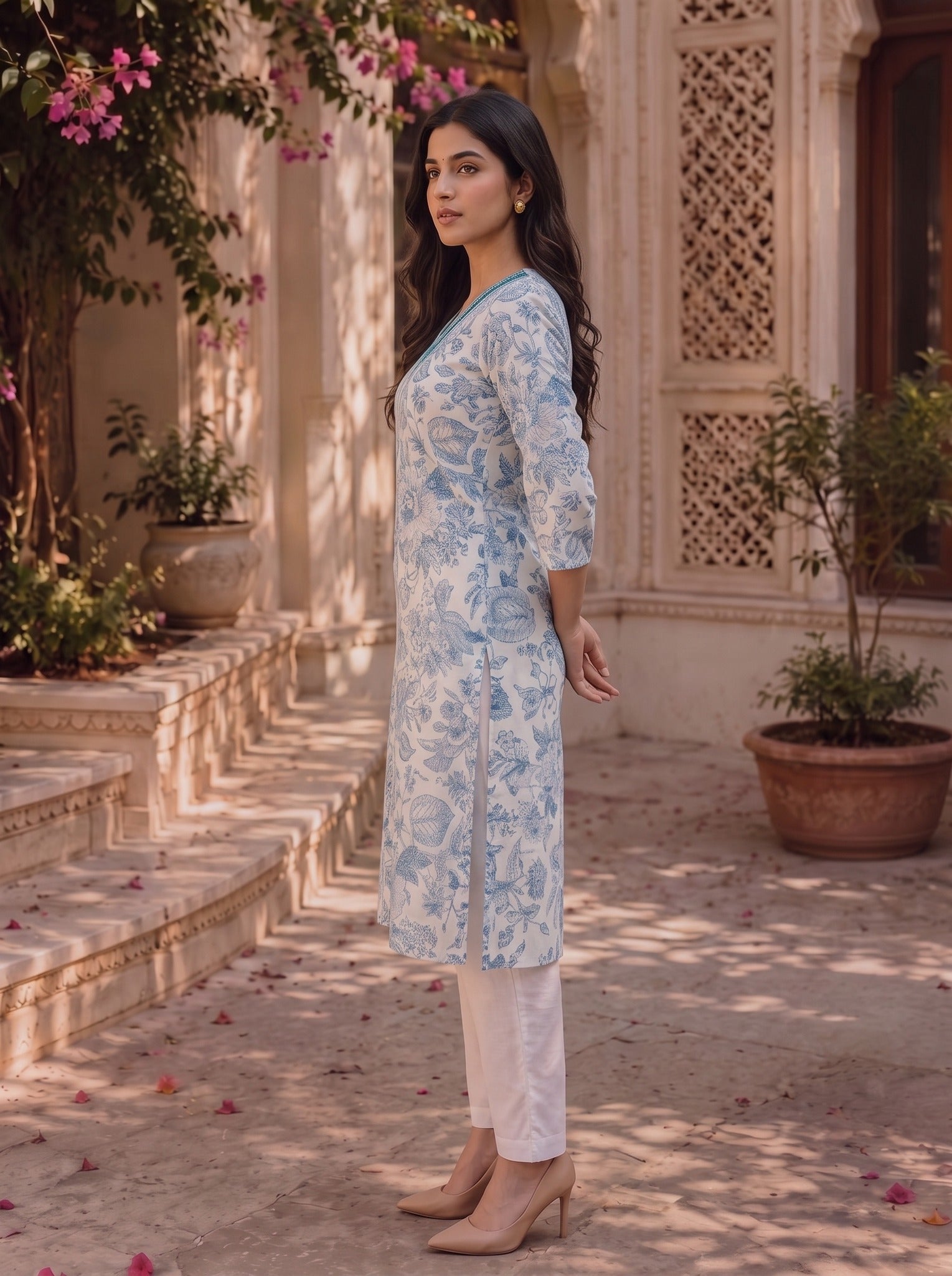 Rayon Printed Straight Knee Length Kurta