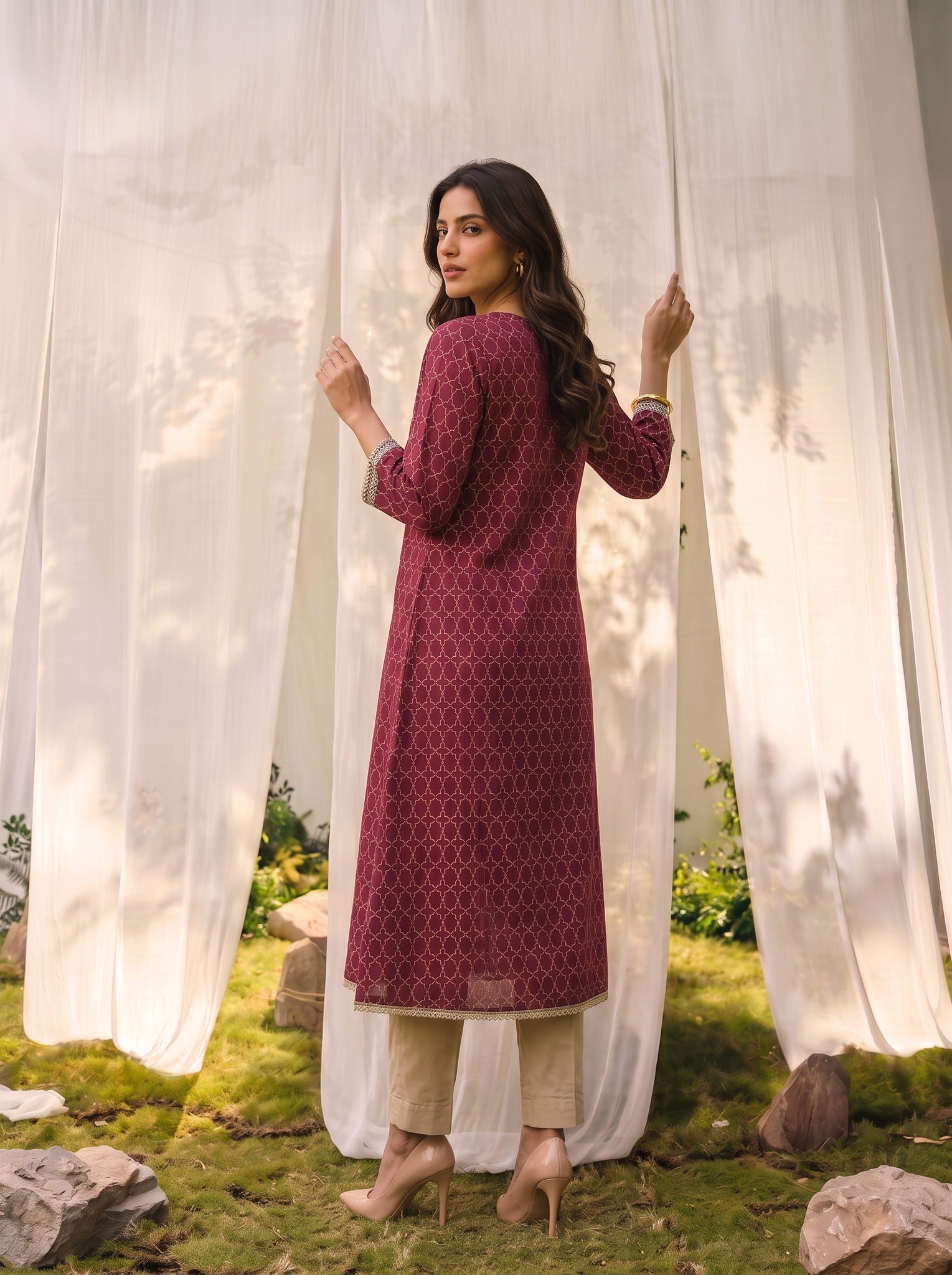 Viscose Embroidered Straight Calf Length Kurta