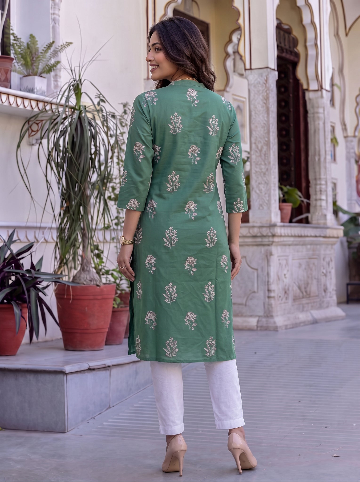 Cotton Printed Straight Knee Length Kurta